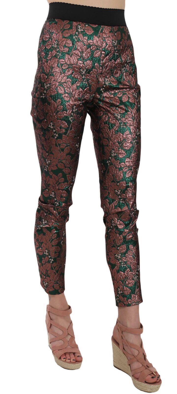 Multicolor Iriserende Brokaat Jacquard Broek Crop Broek