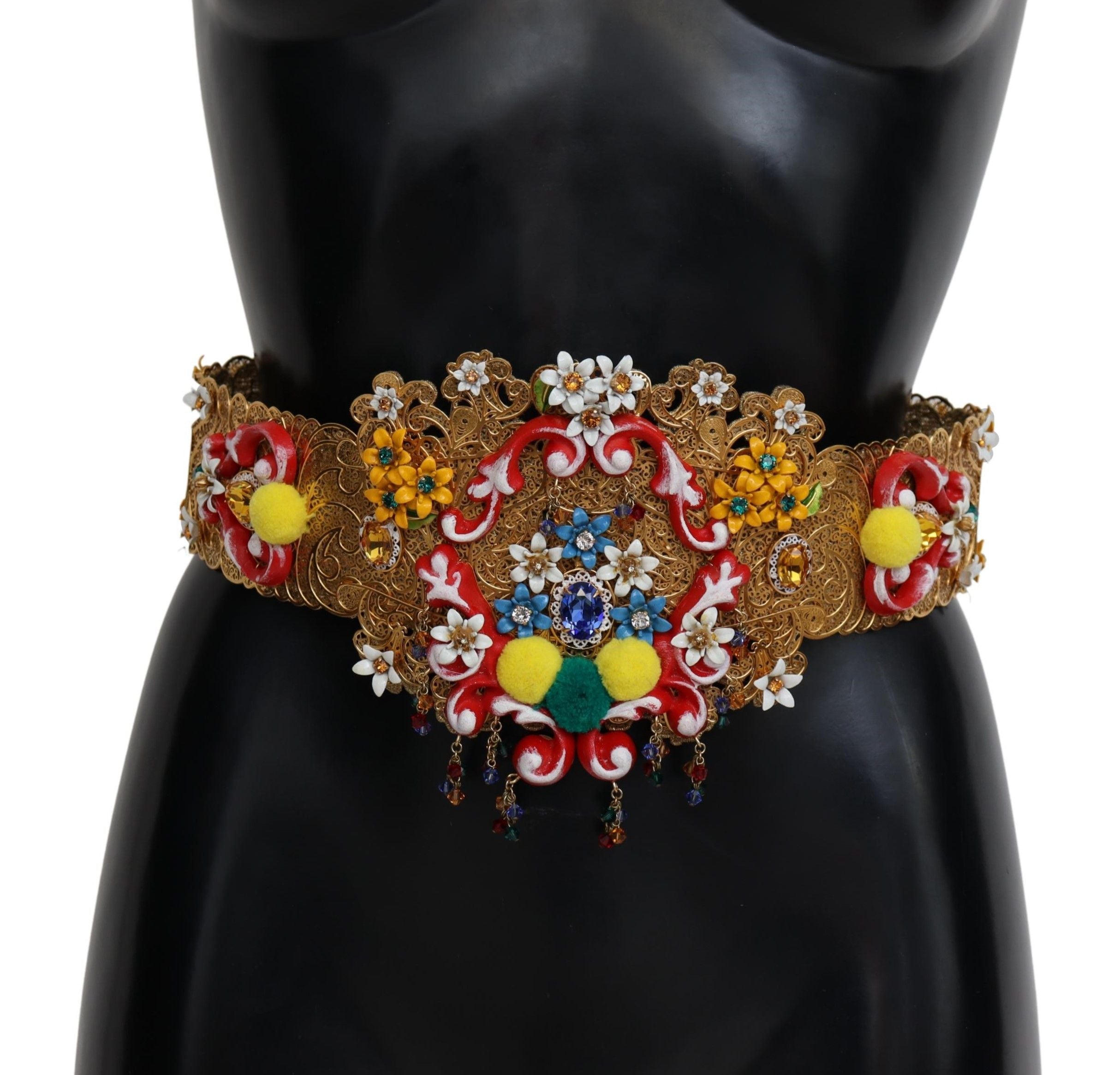 Versierde bloemenkristal brede taille carretto riem
