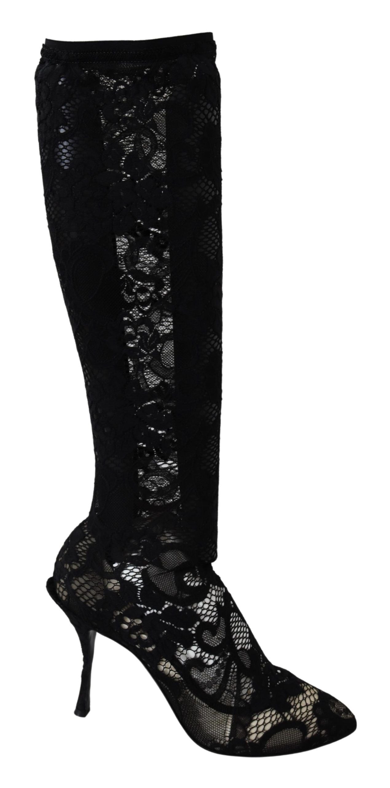Zwarte Taormina kant sokken laarzen schoenen pumps