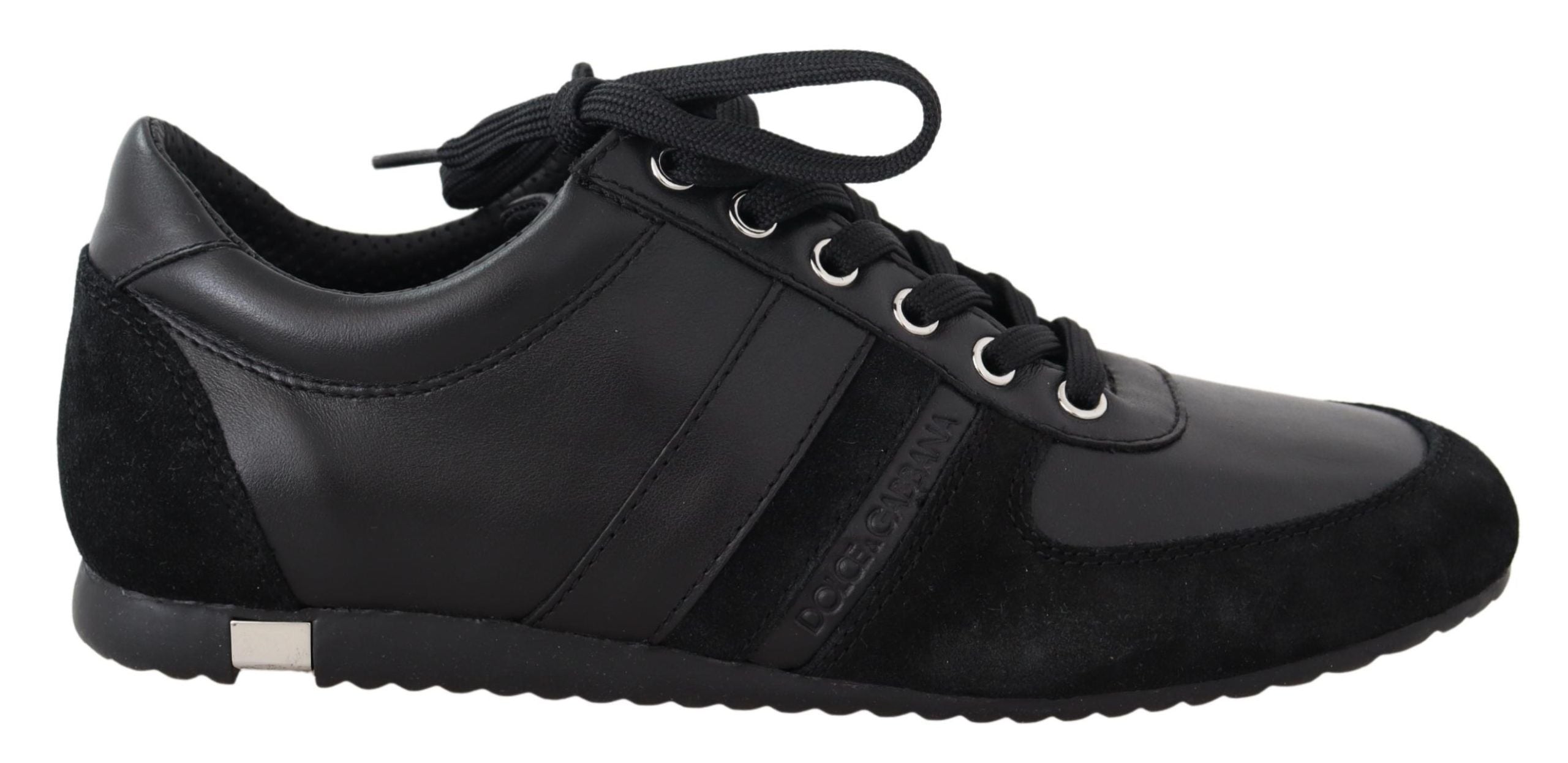 Zwarte logo leren casual sneakers