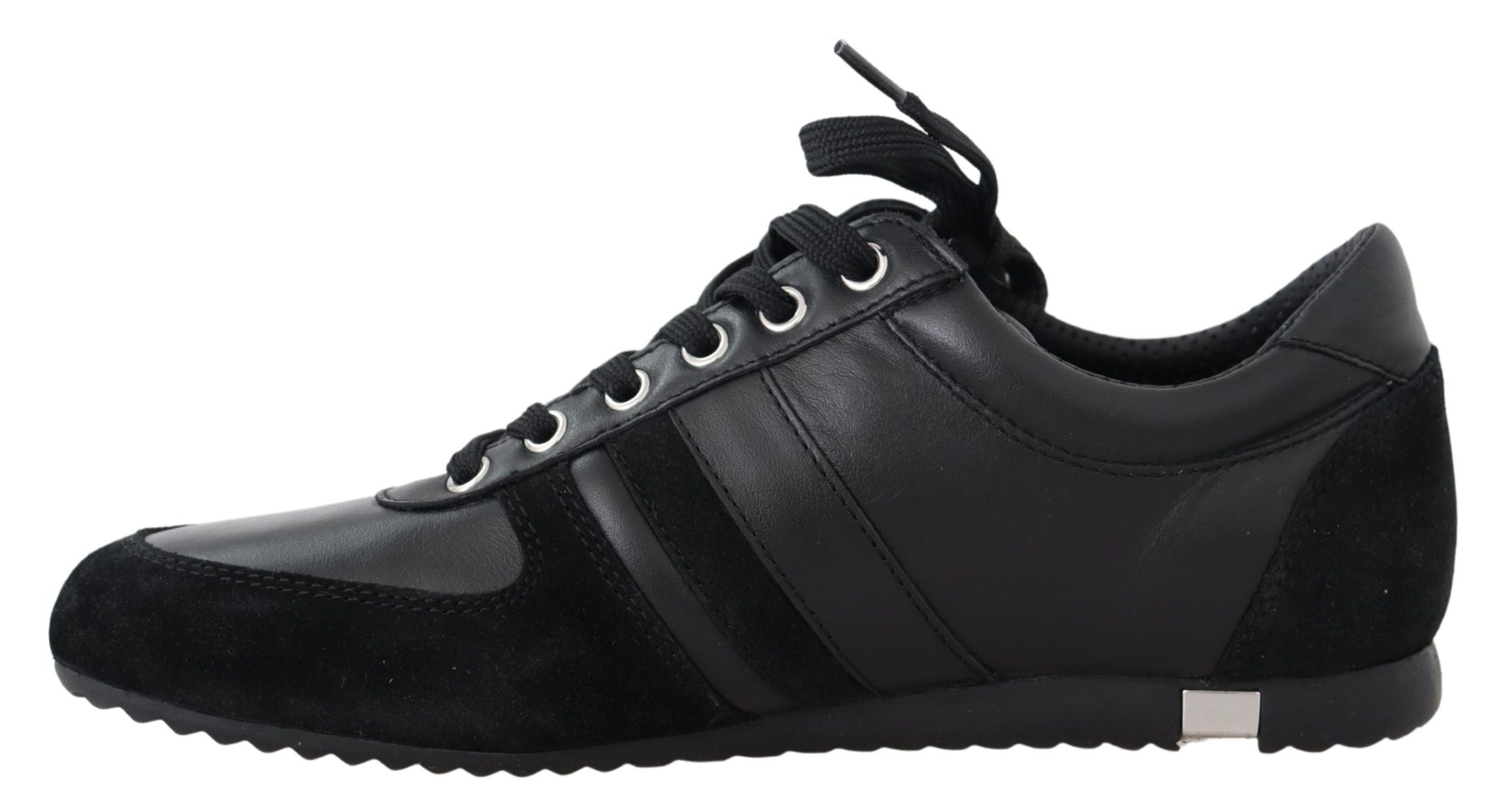 Zwarte logo leren casual sneakers