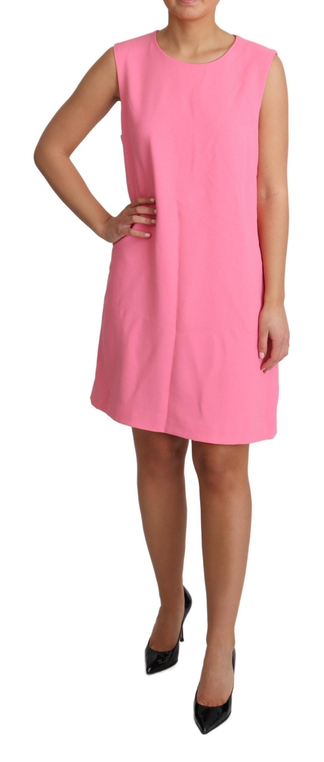 Roze mouwloze knielange jurk