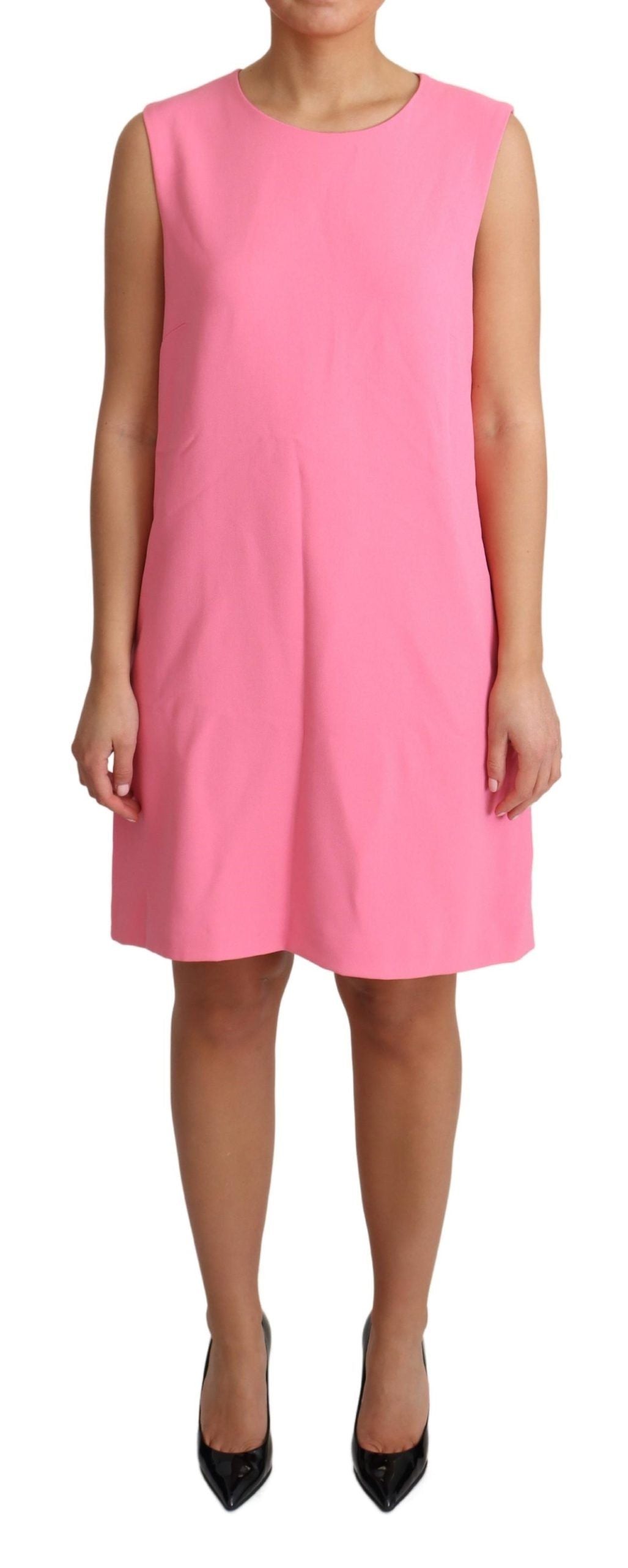 Roze mouwloze knielange jurk
