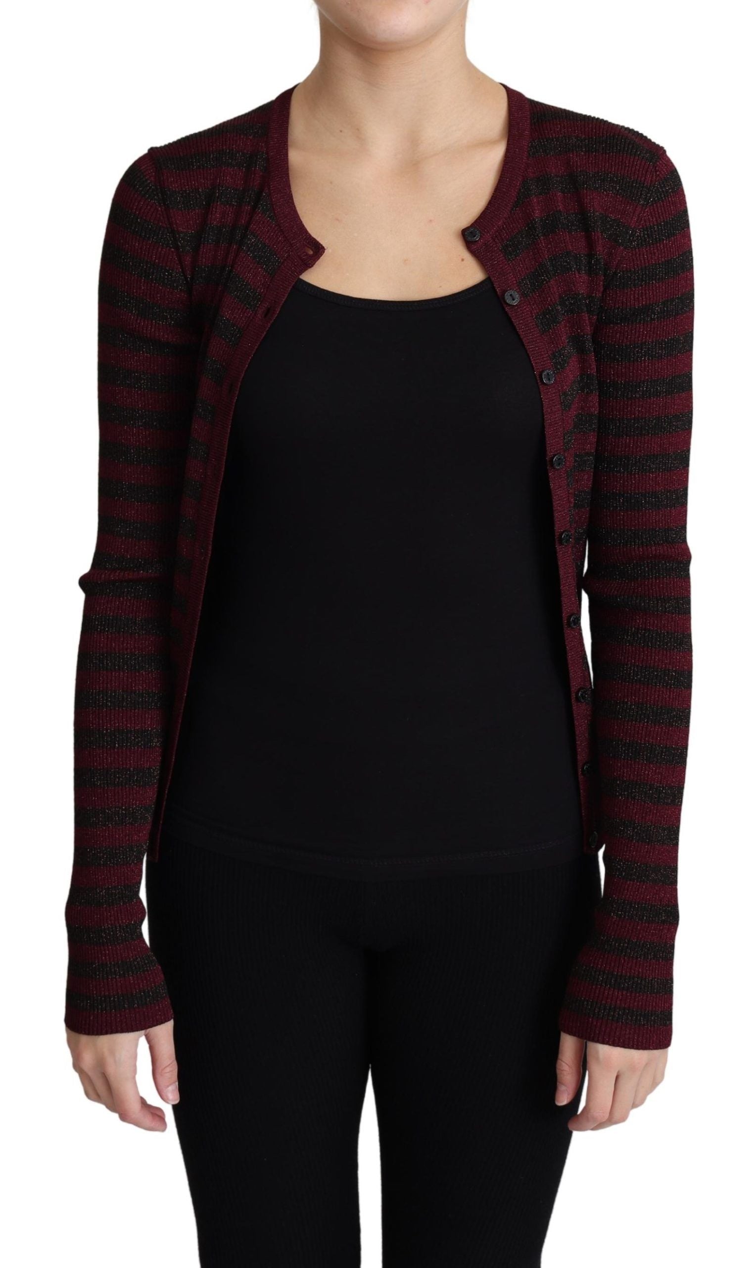 Zwart-rood gestreepte viscose cardigan trui