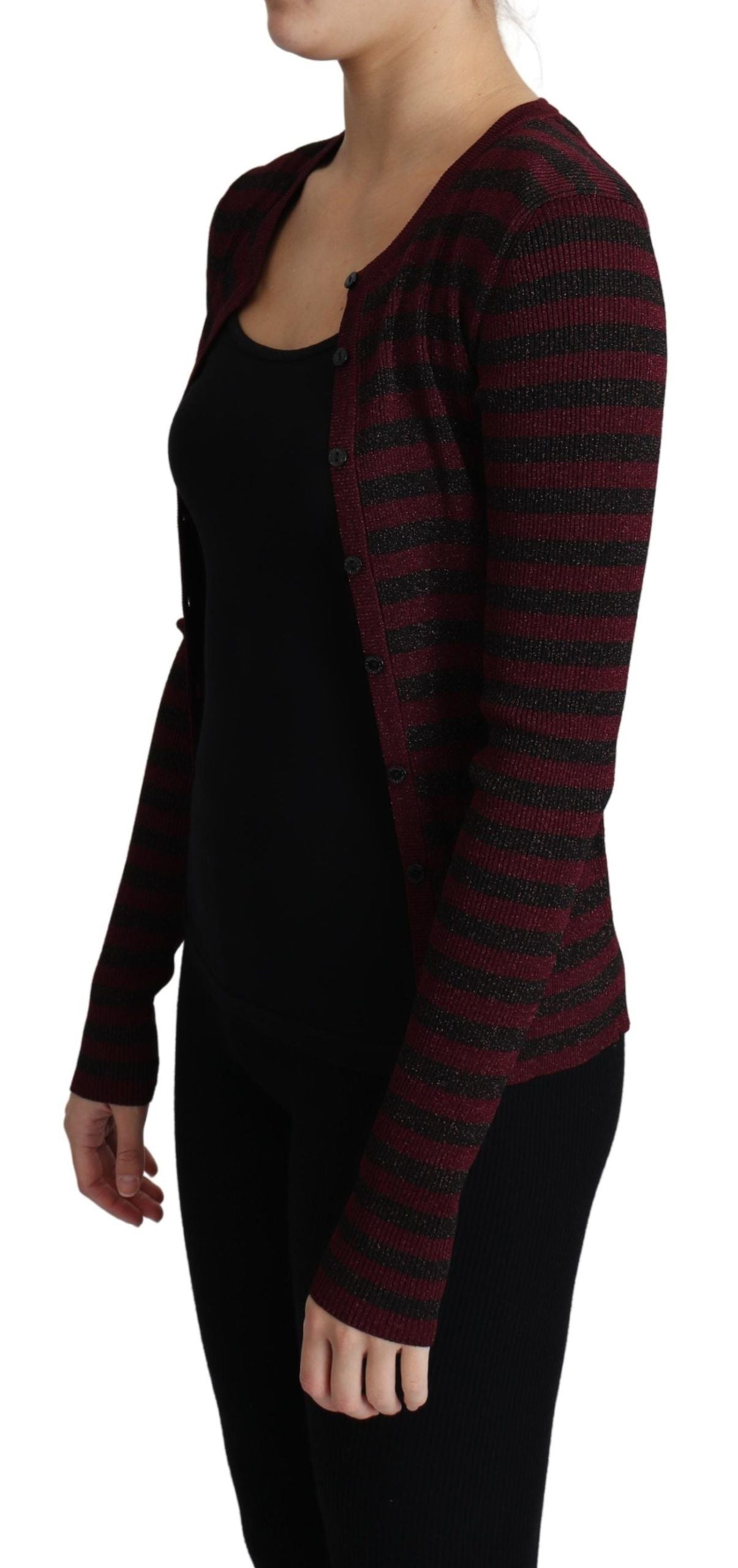 Zwart-rood gestreepte viscose cardigan trui
