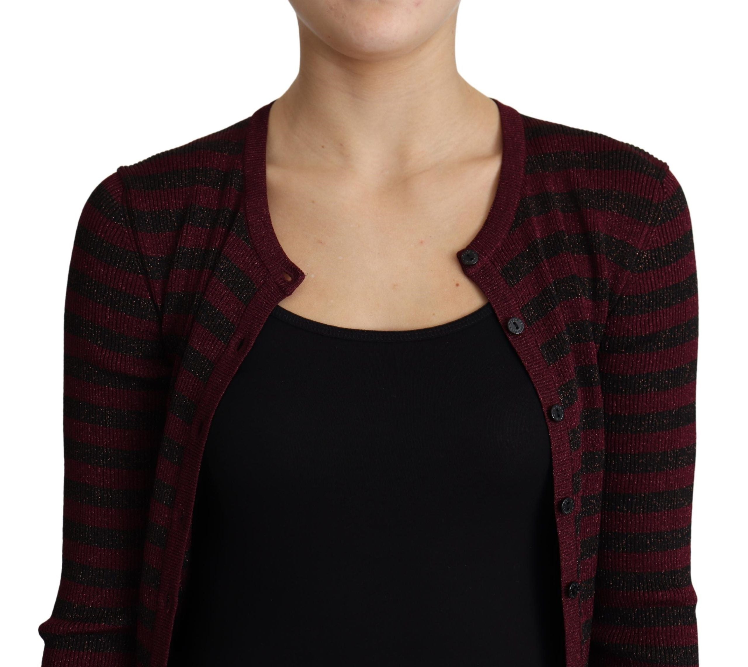 Zwart-rood gestreepte viscose cardigan trui
