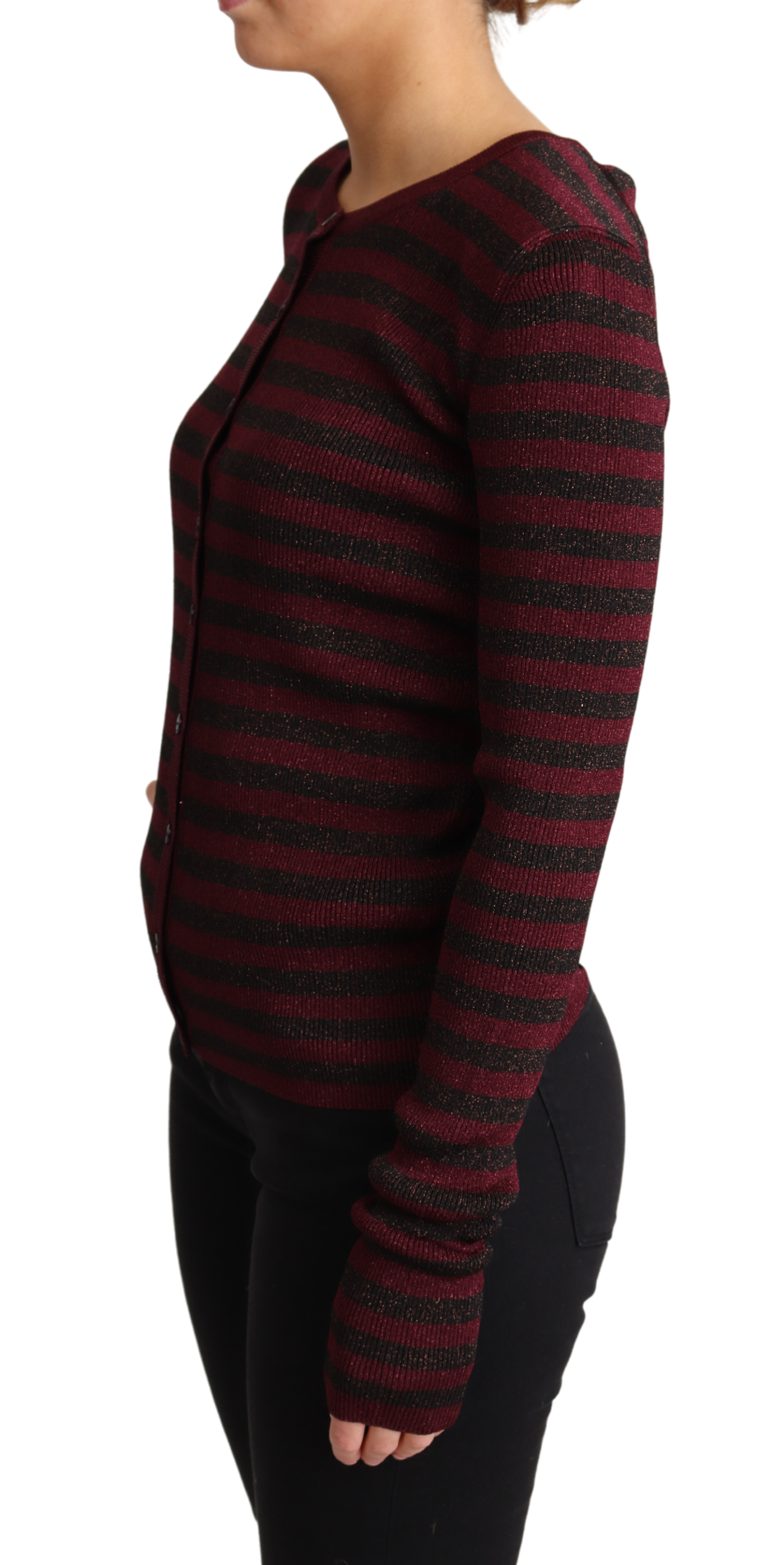 Zwart-rood gestreepte viscose cardigan trui