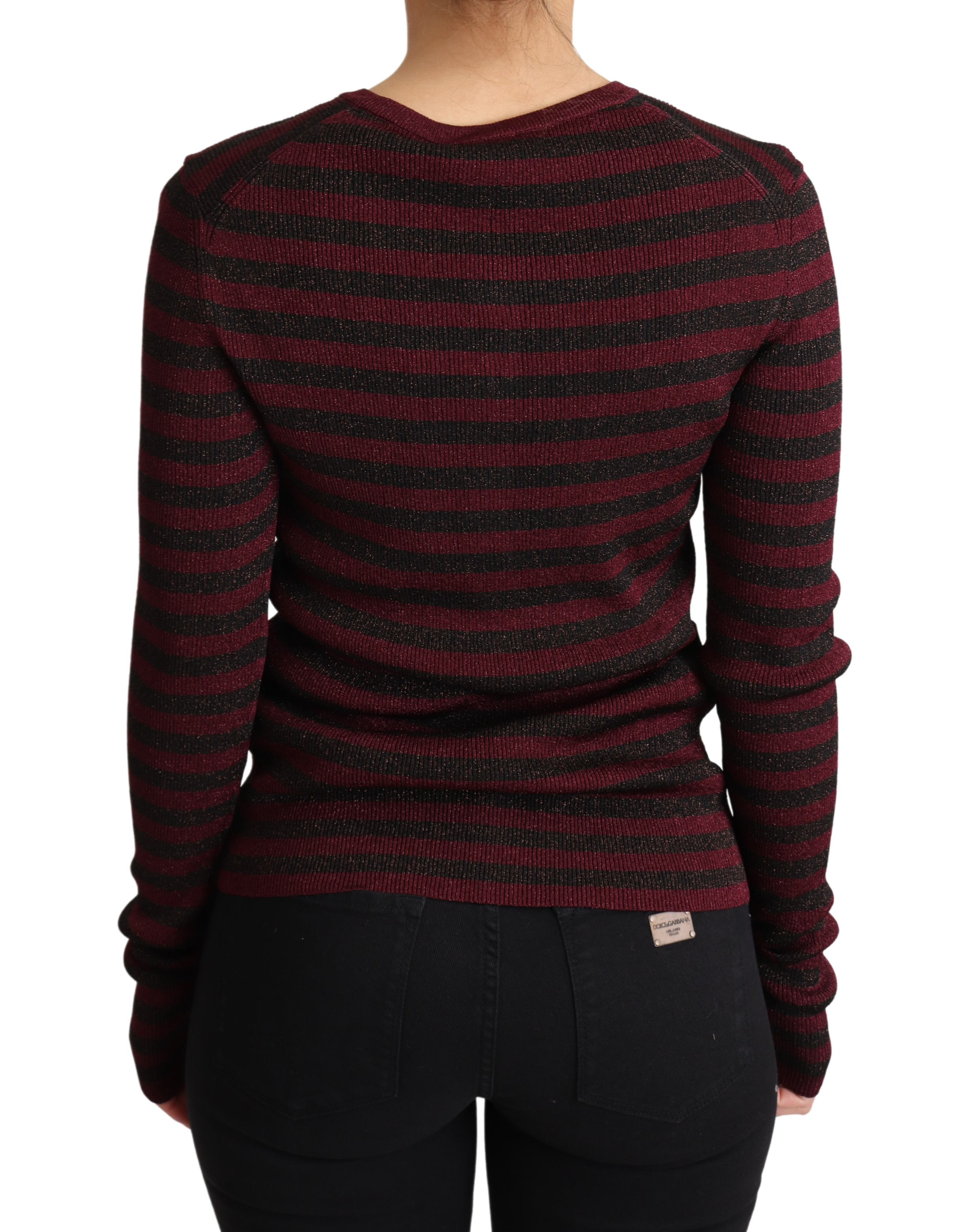 Zwart-rood gestreepte viscose cardigan trui