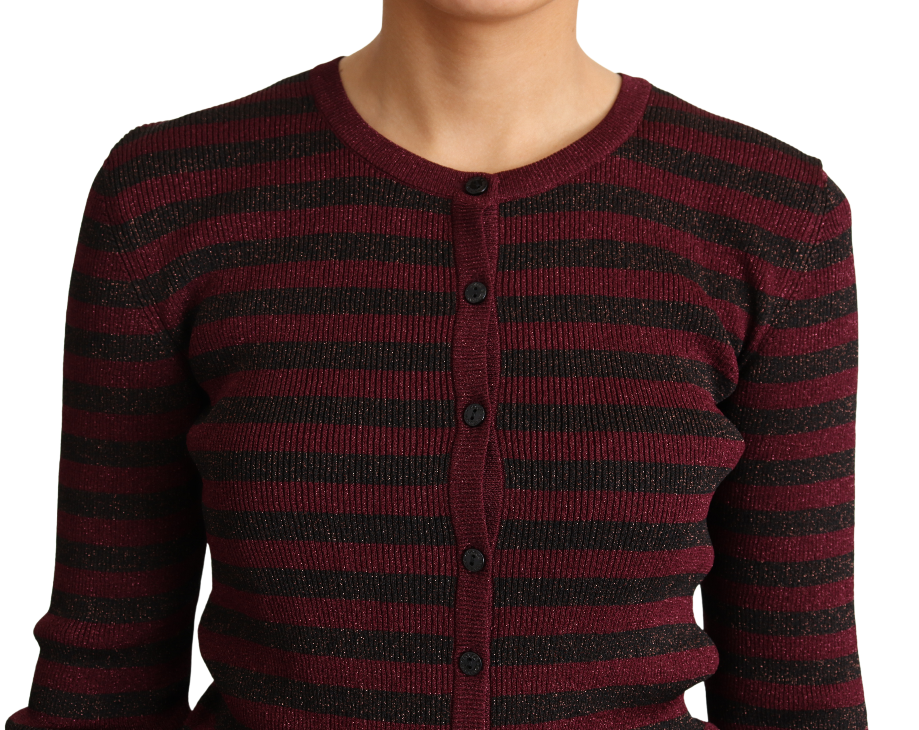 Zwart-rood gestreepte viscose cardigan trui