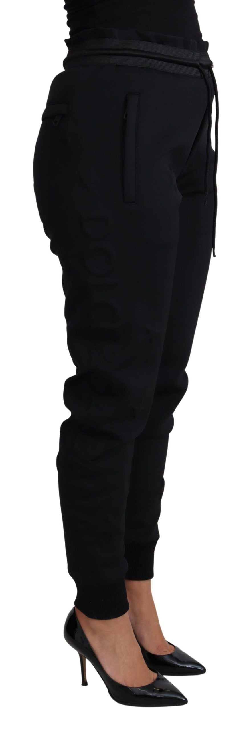 Zwarte polyester neopreen joggingbroek