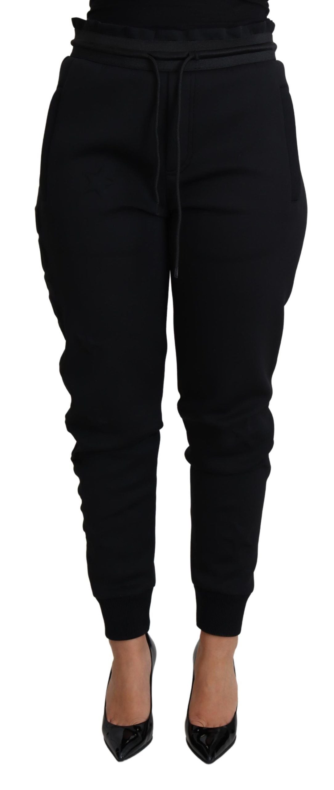 Zwarte polyester neopreen joggingbroek