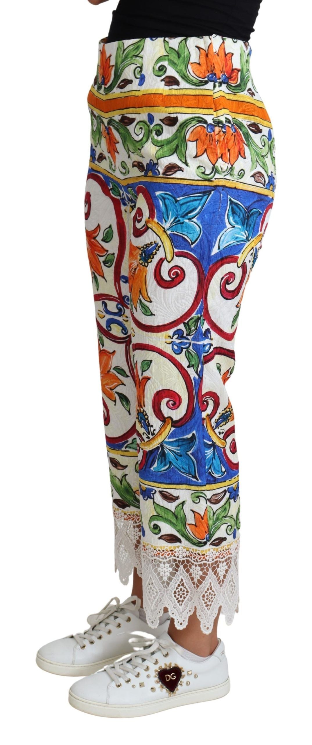 Multicolor Majolica Print Broek Katoenen Broek
