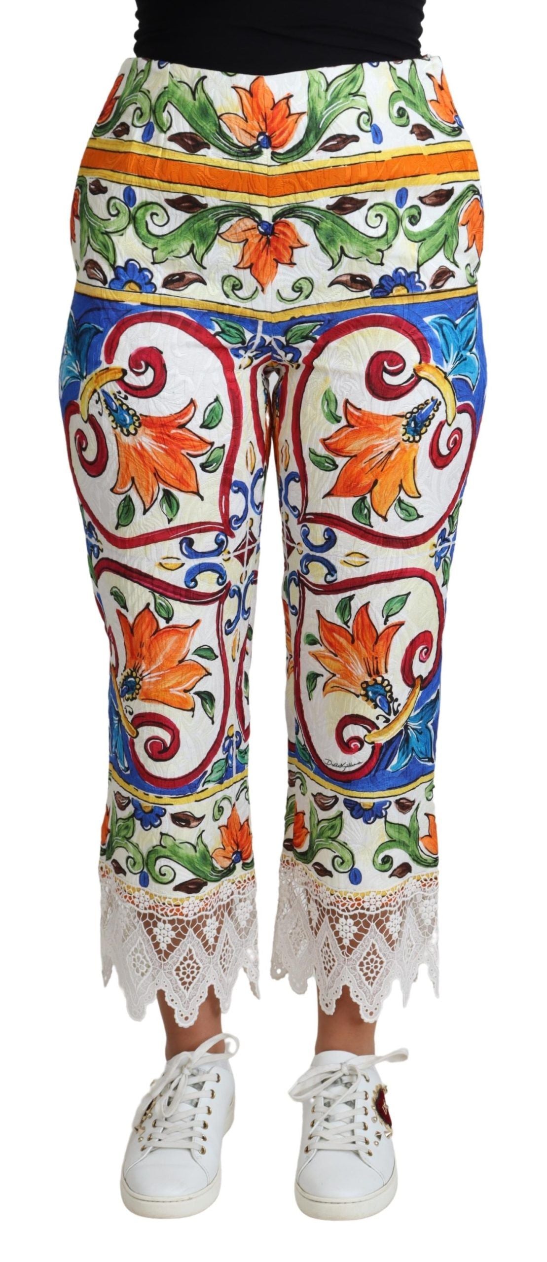 Multicolor Majolica Print Broek Katoenen Broek