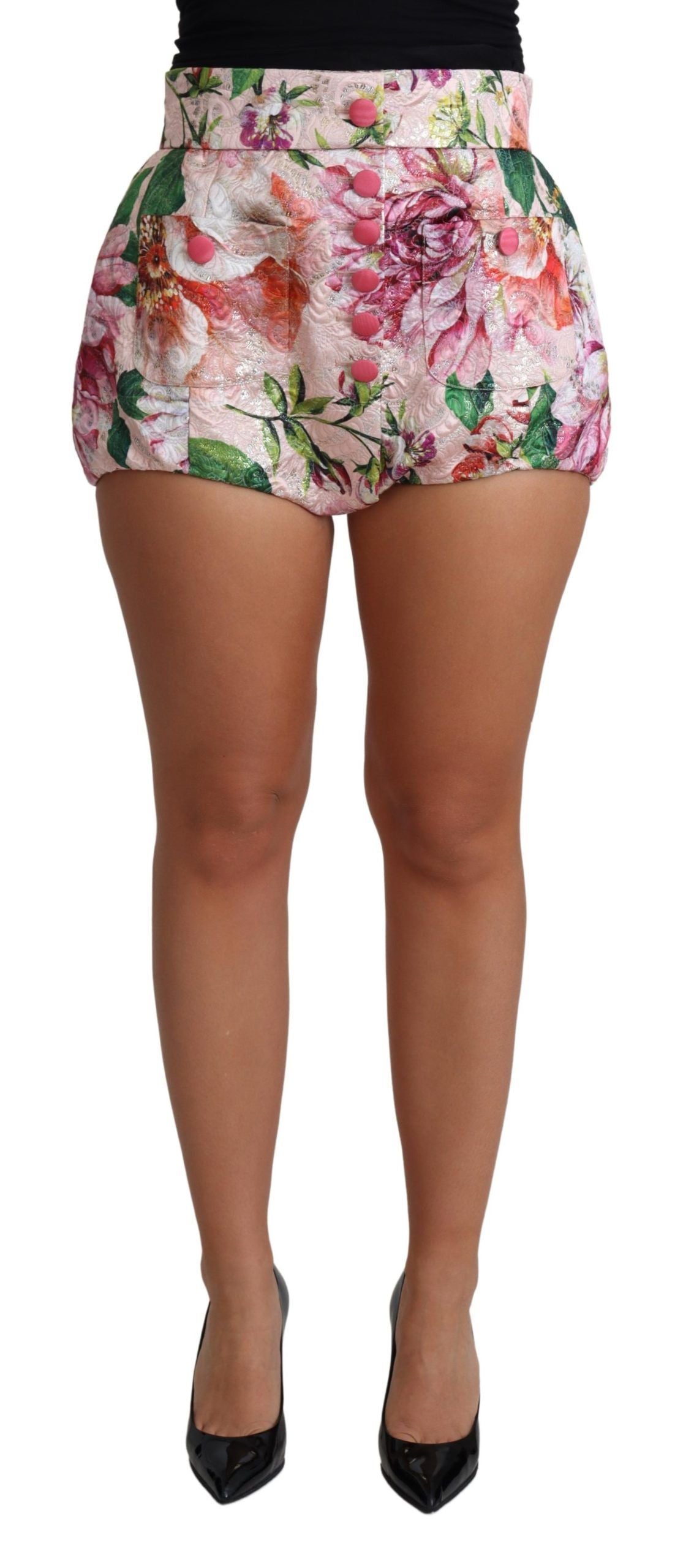 Roze katoenen hotpants met bloemenprint