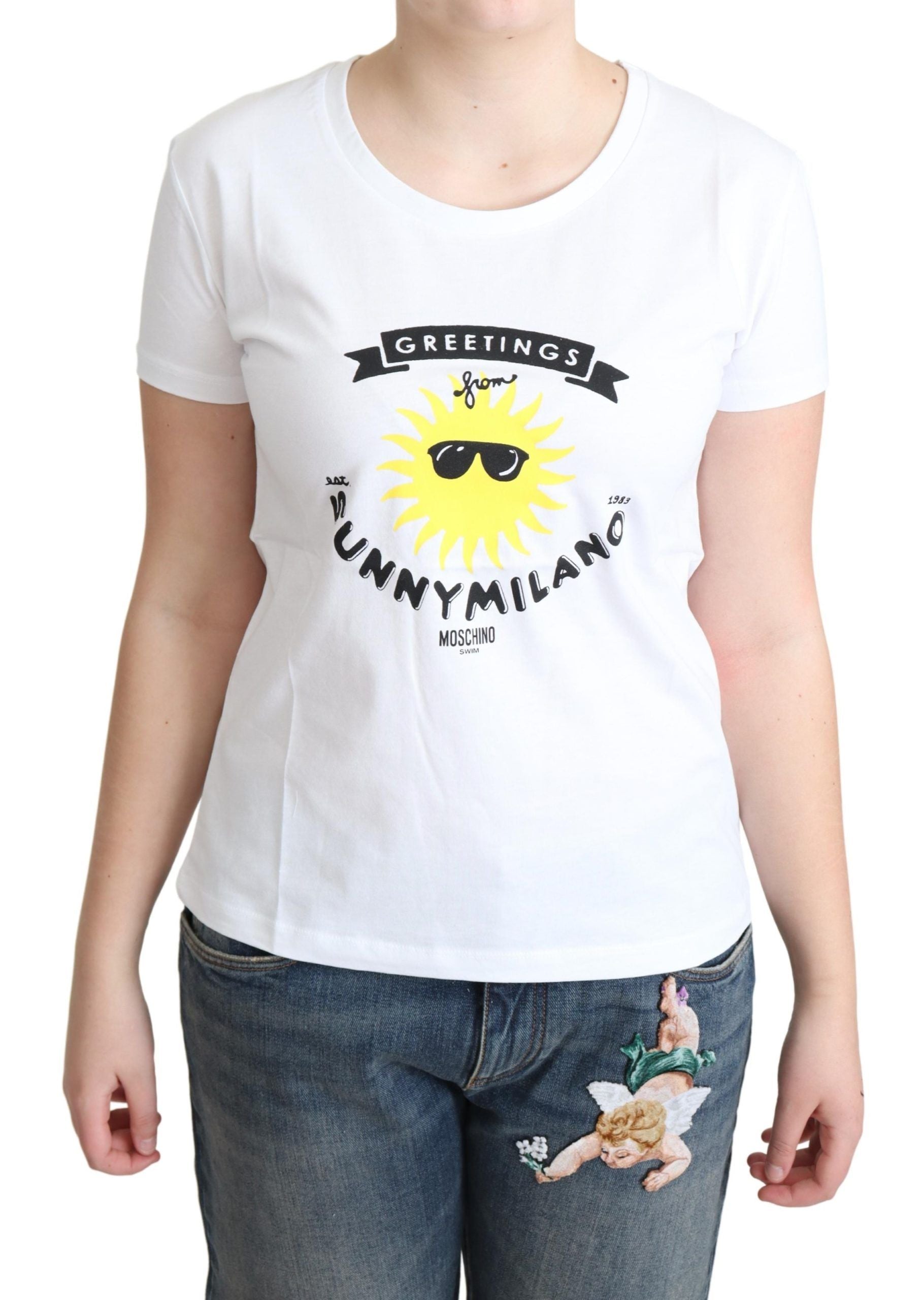 Wit katoenen Sunny Milano-print T-shirt
