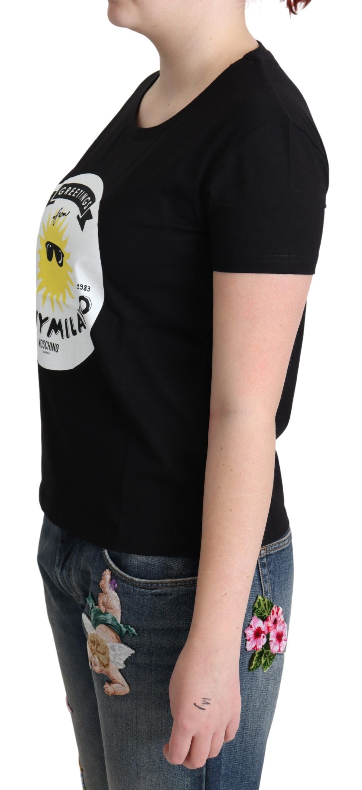 Zwart katoenen Sunny Milano-print T-shirt