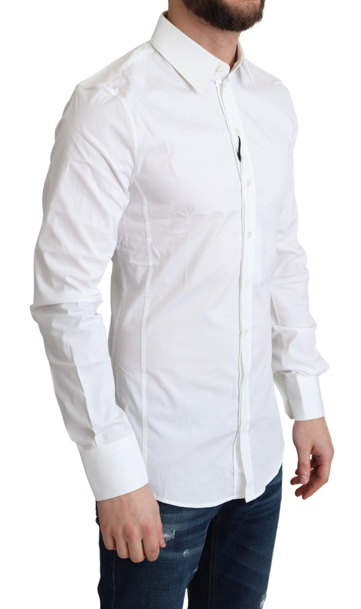 Wit katoenen stretch heren formeel SICILIA overhemd