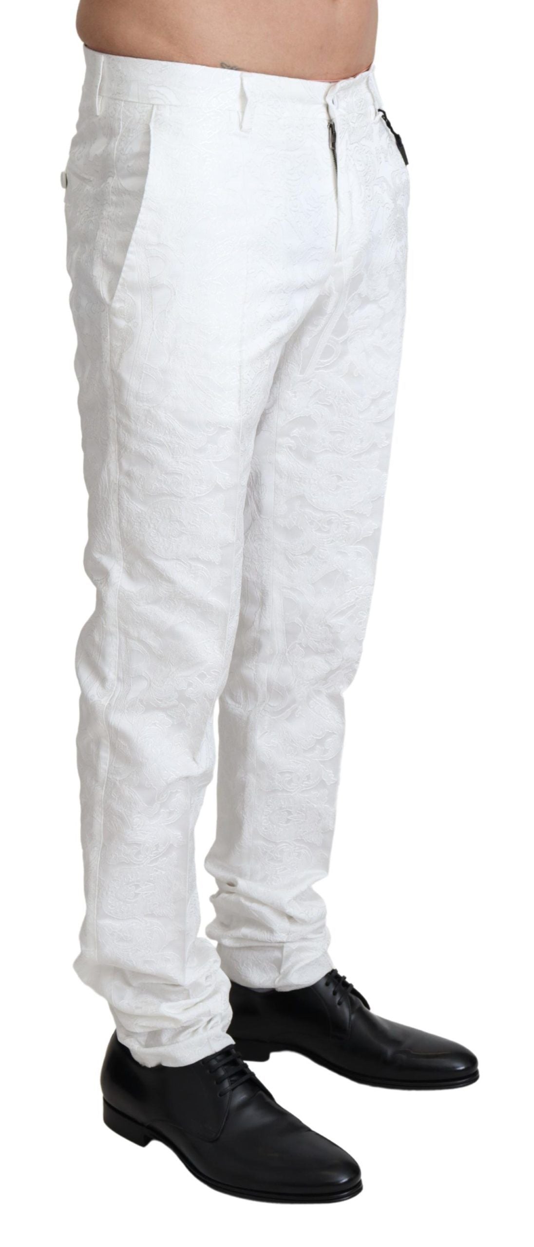 Witte brokaat jacquard jurk broek
