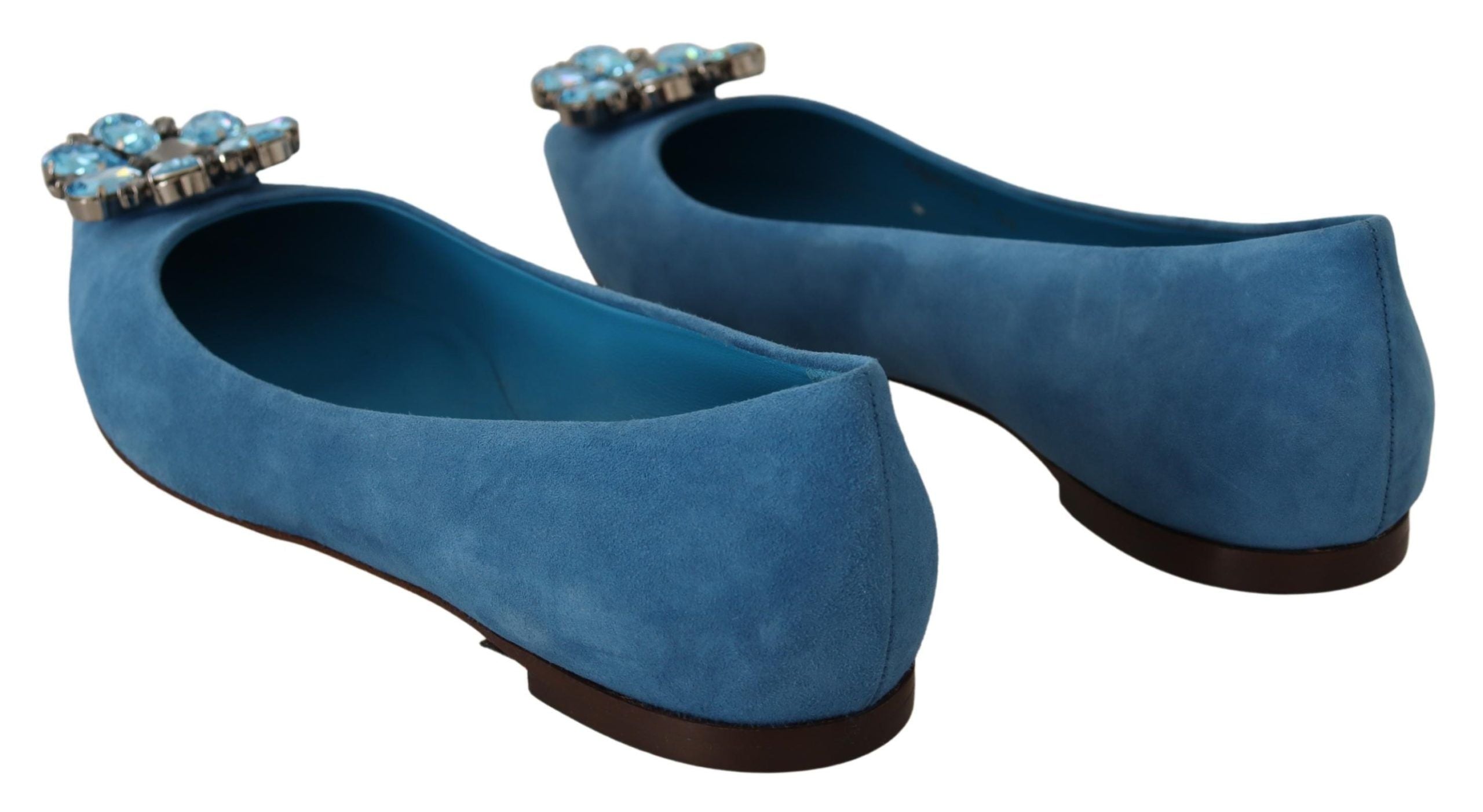 Blauwe suède kristallen loafers platte schoenen