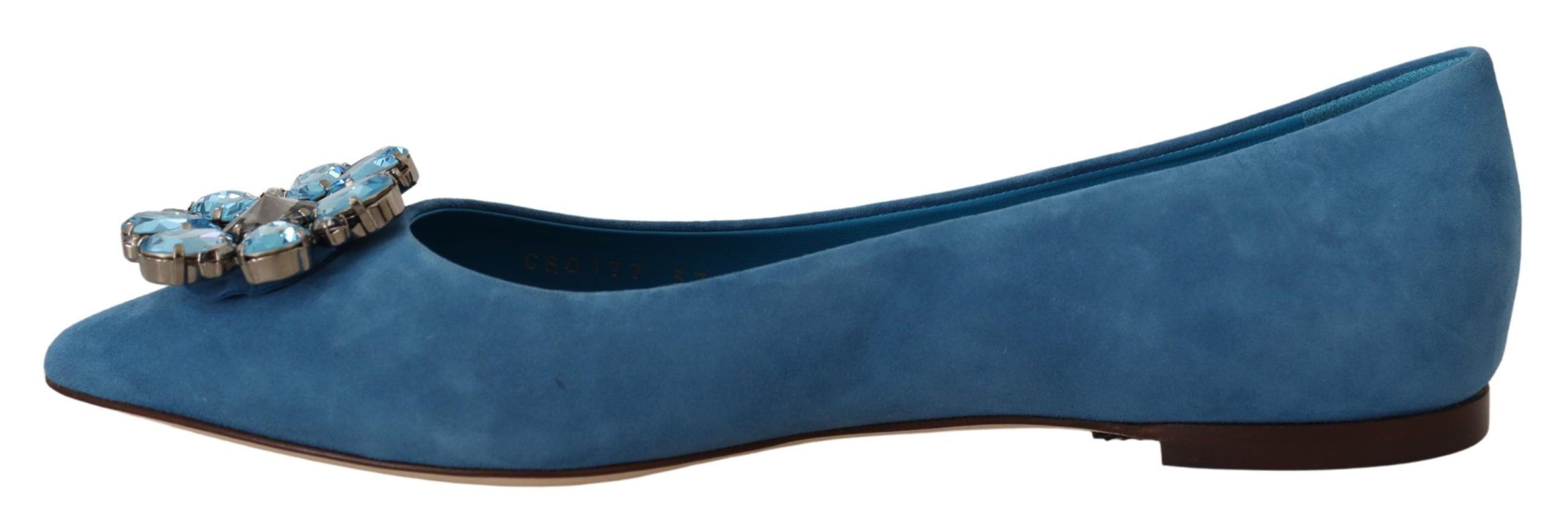 Blauwe suède kristallen loafers platte schoenen