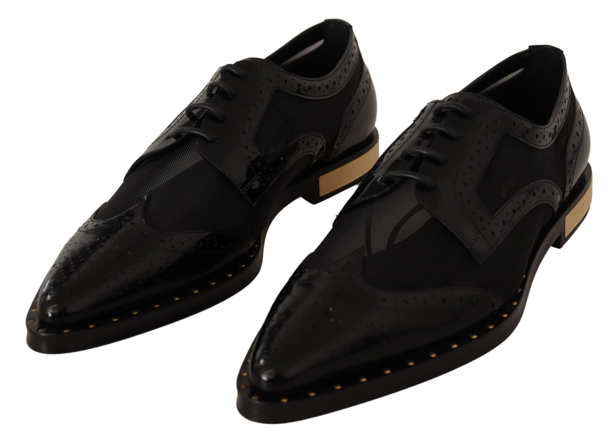 Zwarte leren Broques Sheer Wingtip-schoenen