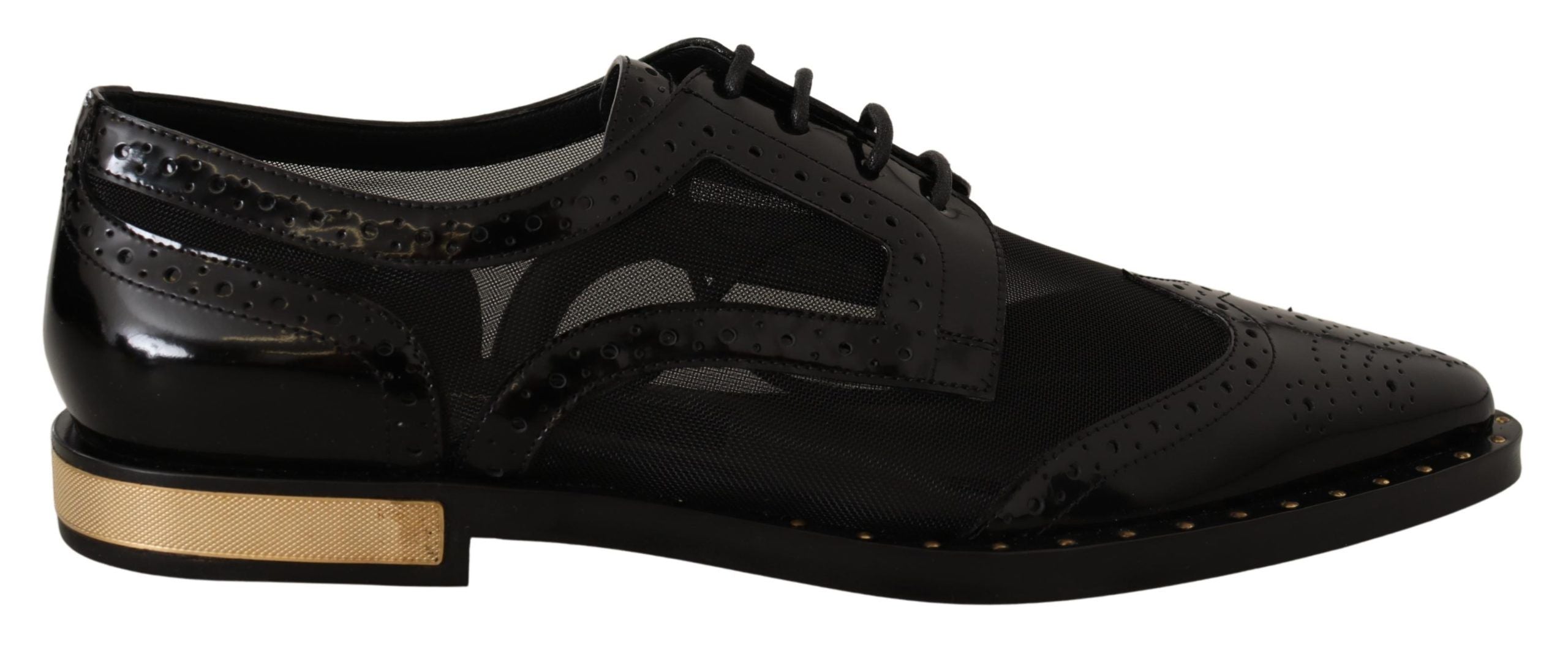 Zwarte leren Broques Sheer Wingtip-schoenen