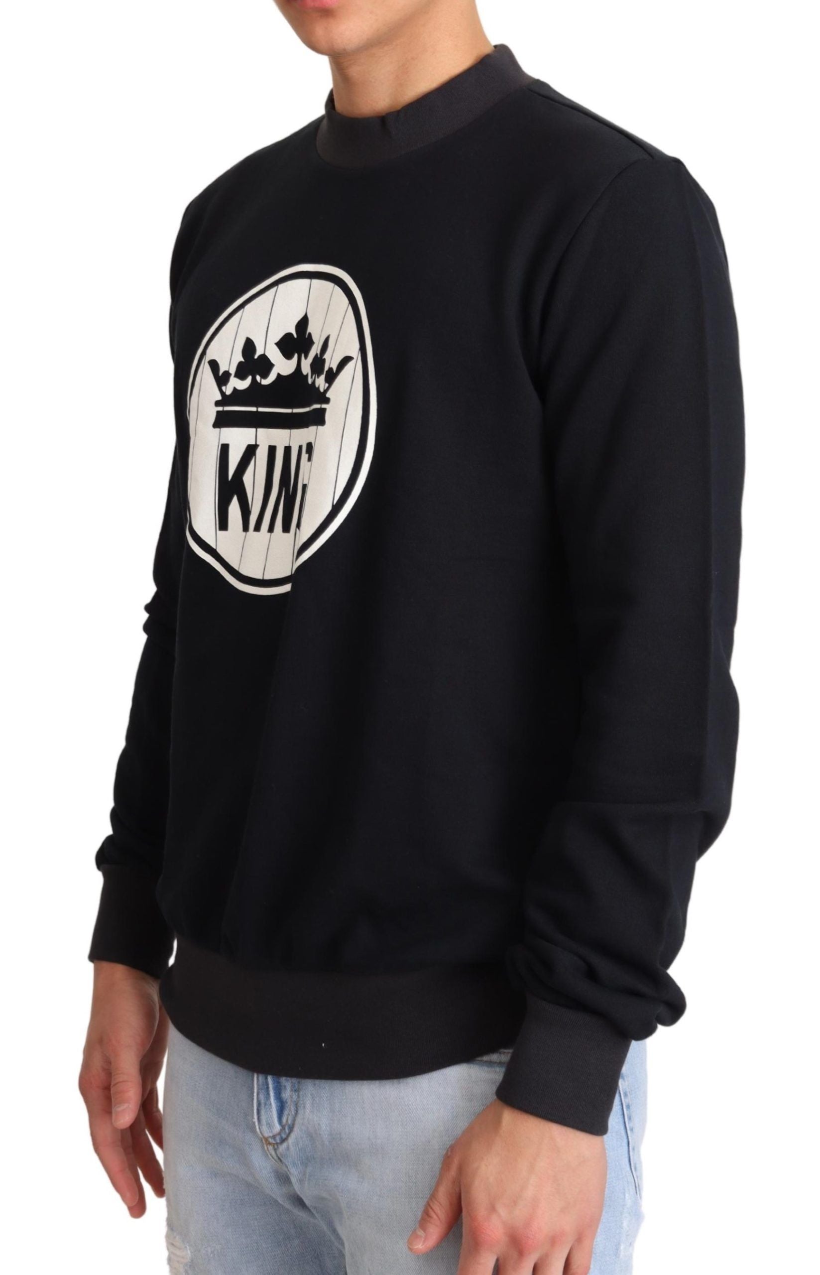 Blauwe Crown King katoenen pullovertrui