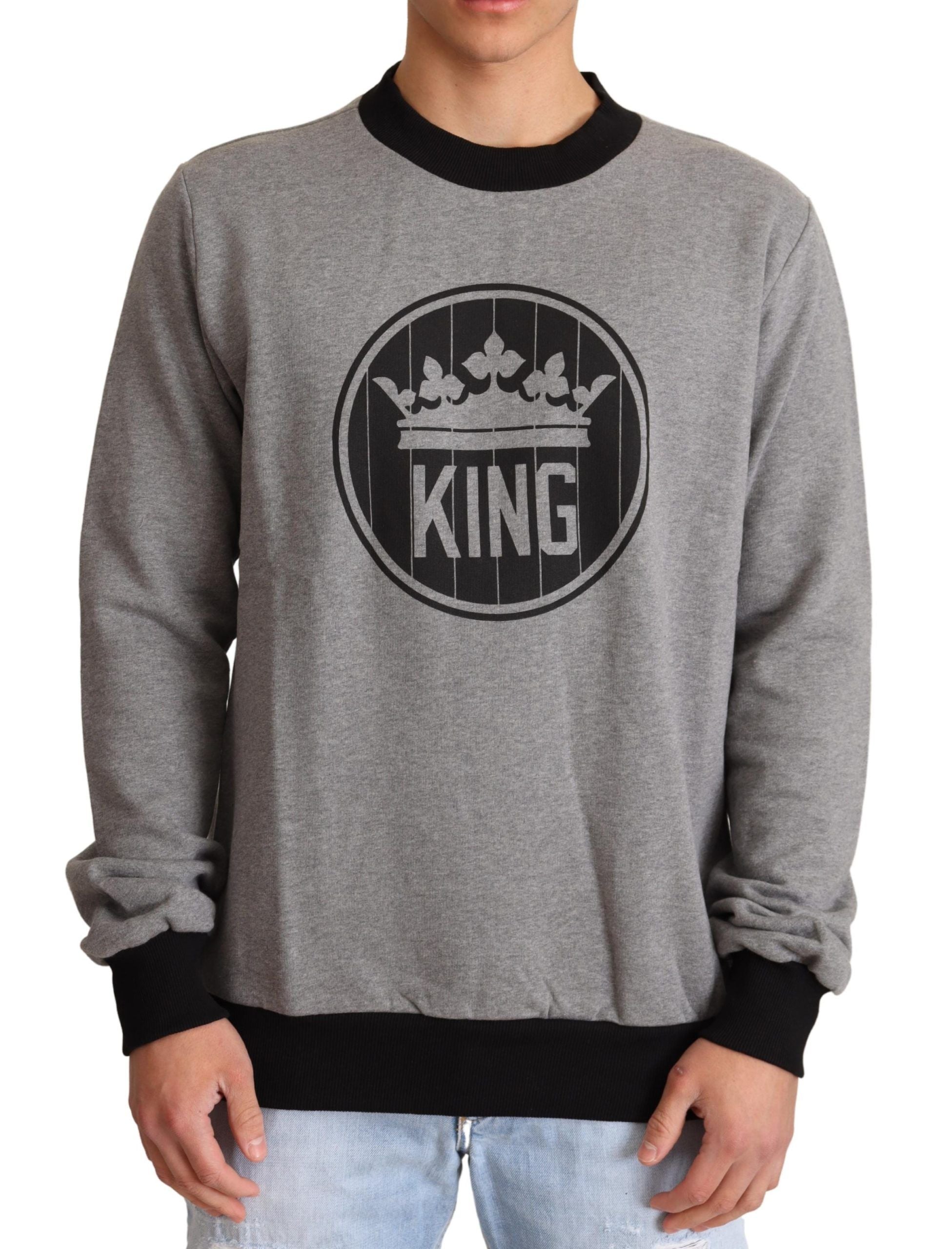 Grijze Crown King katoenen pullovertrui