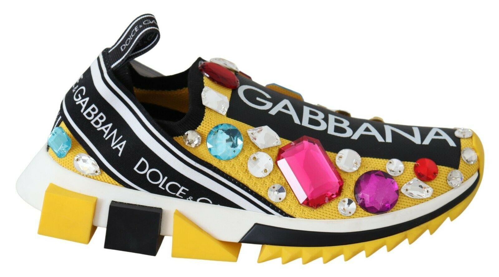 Gele veelkleurige kristallen sneakers