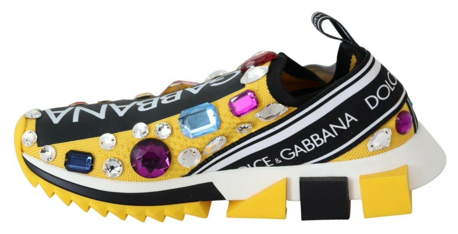 Gele veelkleurige kristallen sneakers