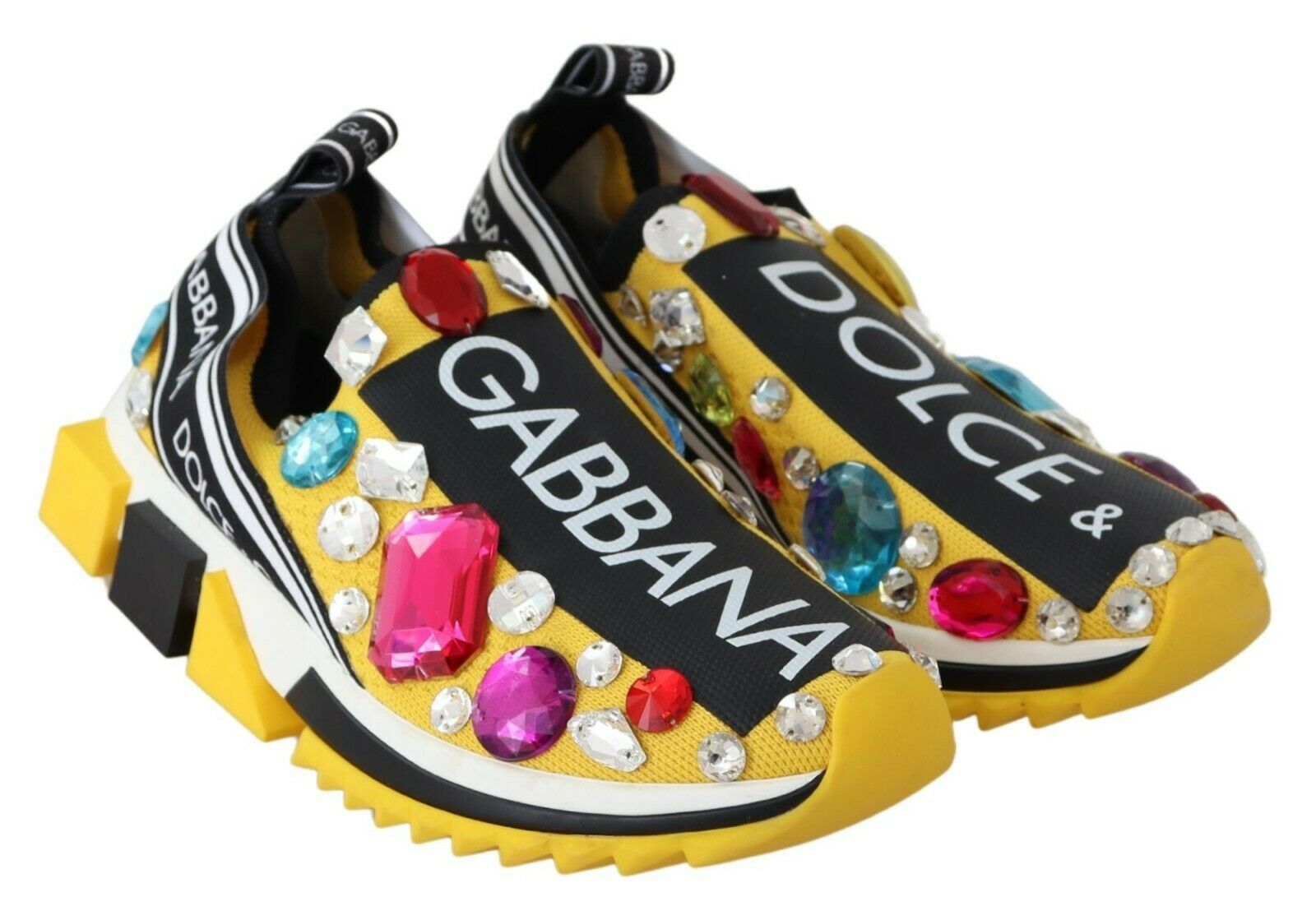 Gele veelkleurige kristallen sneakers
