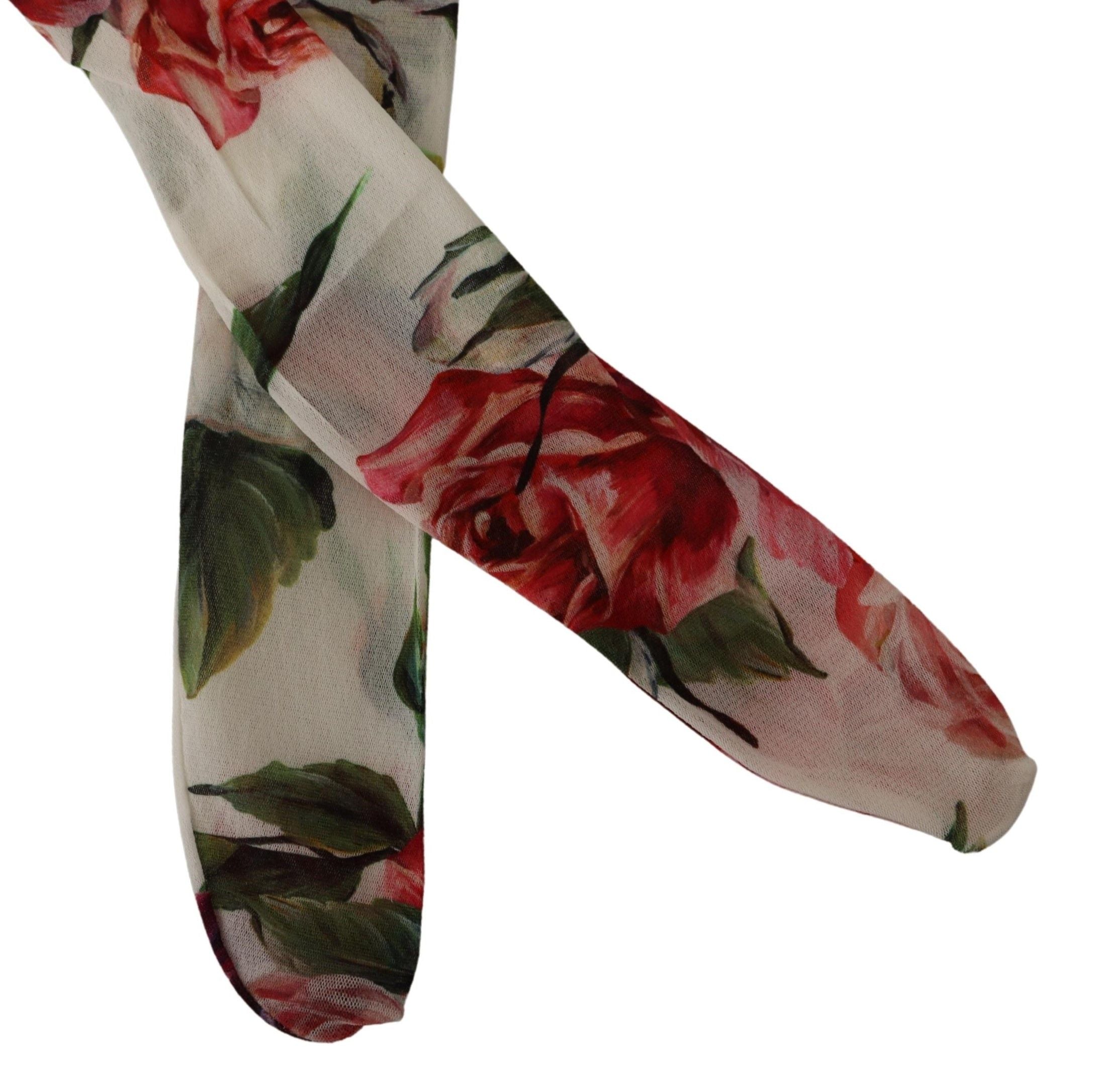 Witte nylon panty's met bloemenprint