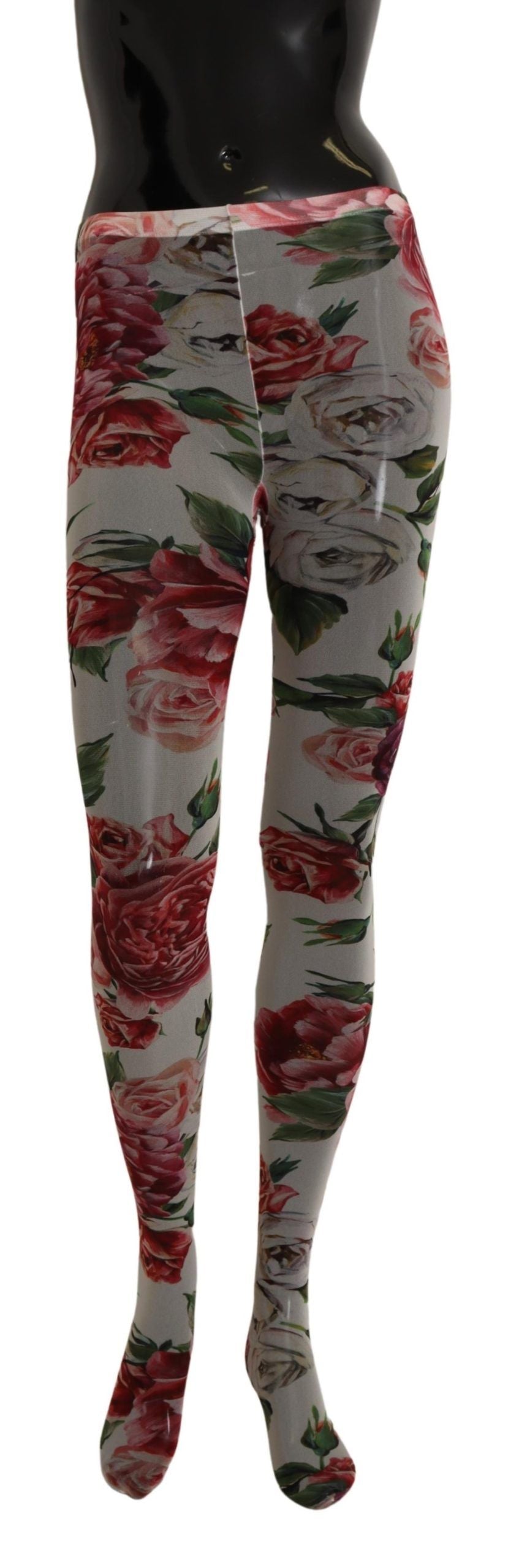 Witte nylon panty's met bloemenprint