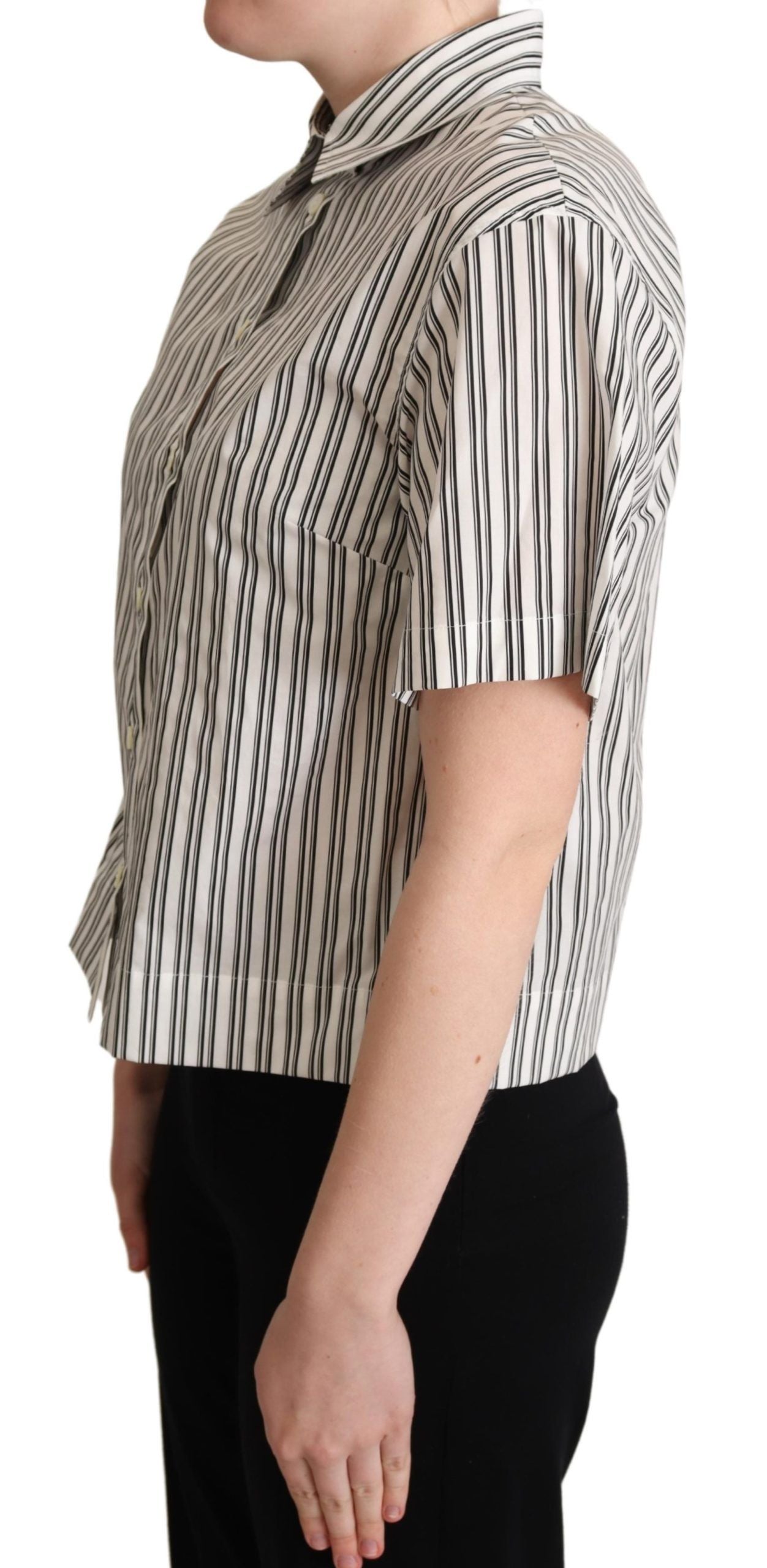 Wit zwart gestreept overhemd blouse top