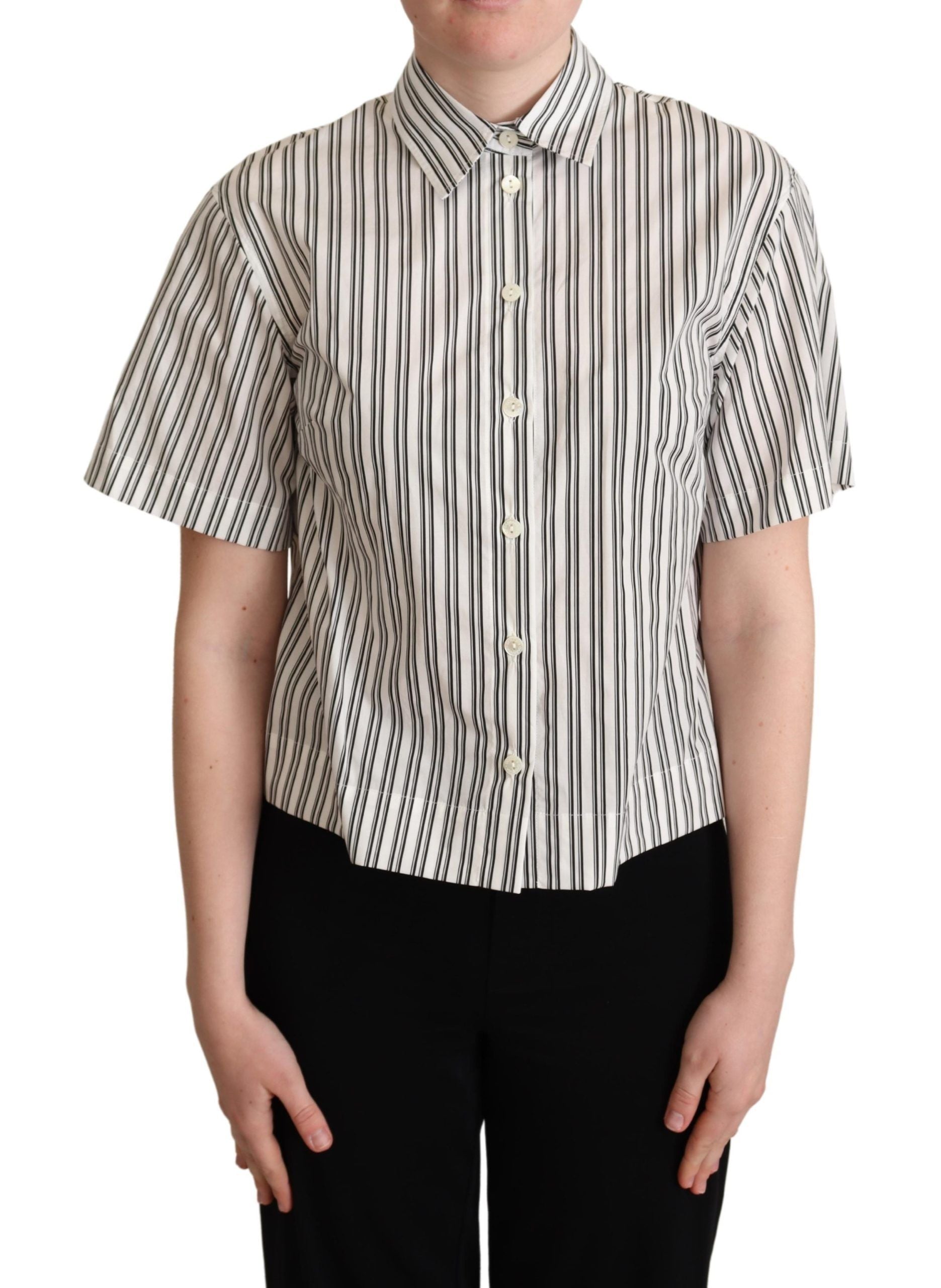 Wit zwart gestreept overhemd blouse top