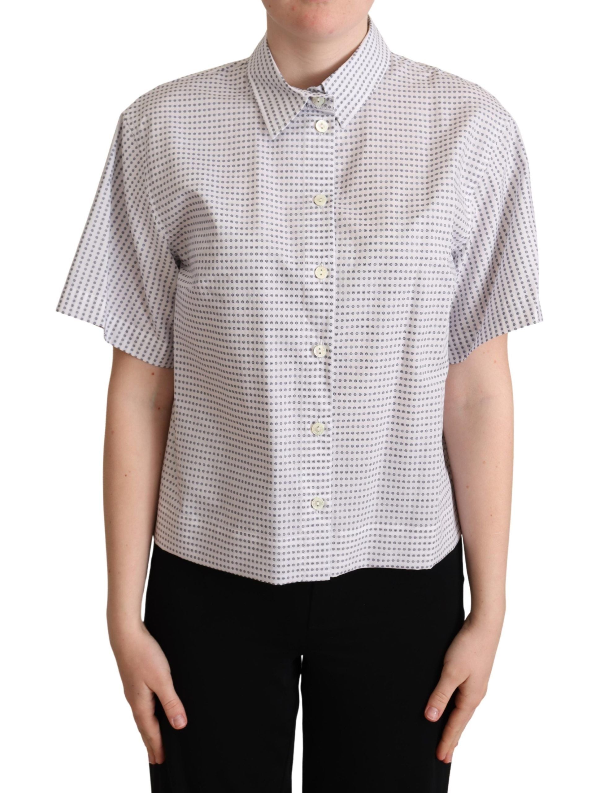 Witte blouse met stippen en kraag