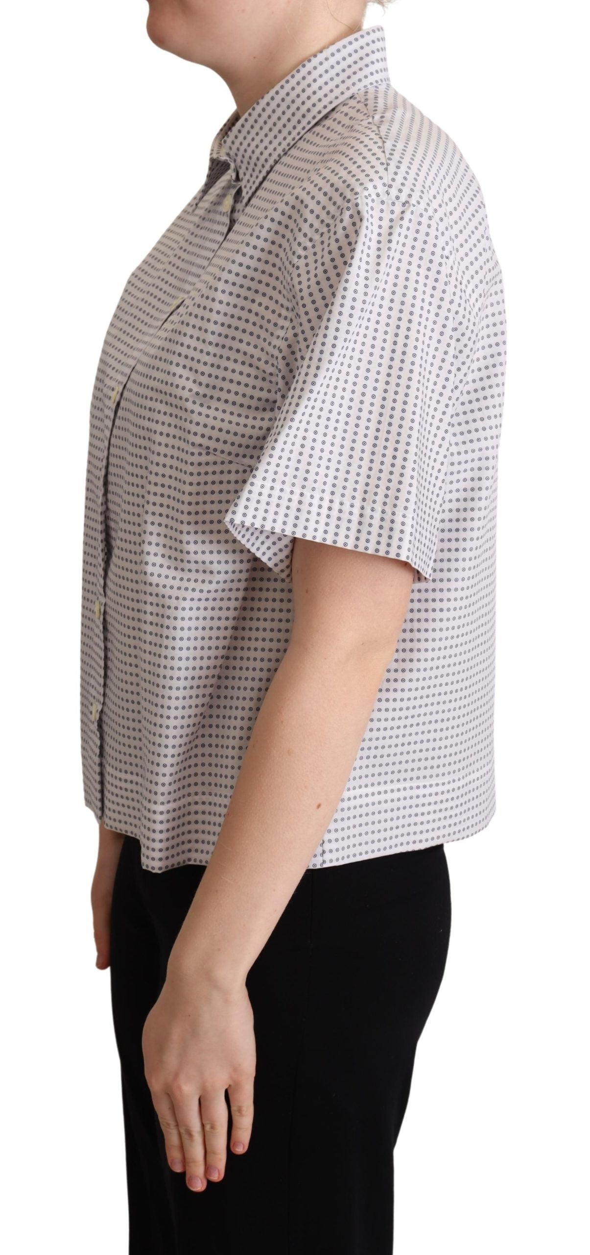 Witte blouse met stippen en kraag
