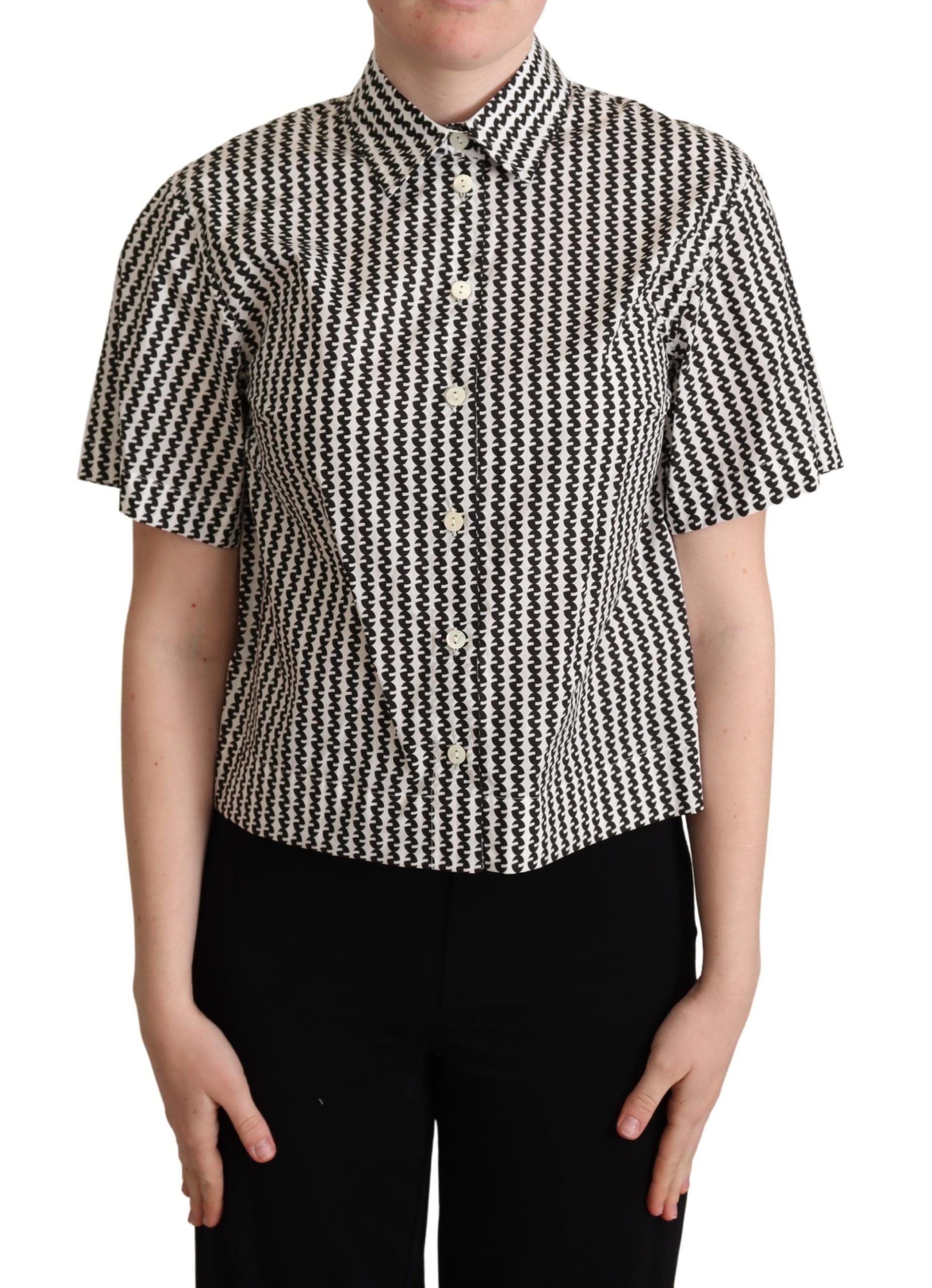 Wit zwart fantasiepatroon shirt