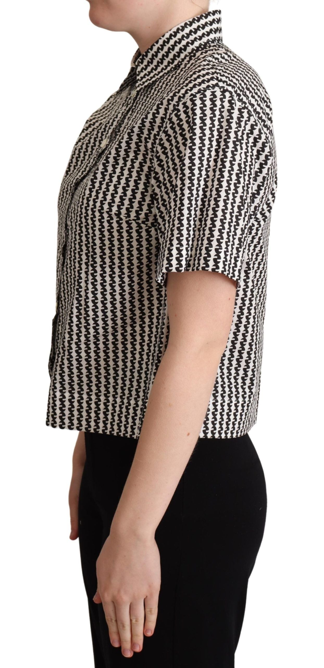 Wit zwart fantasiepatroon shirt