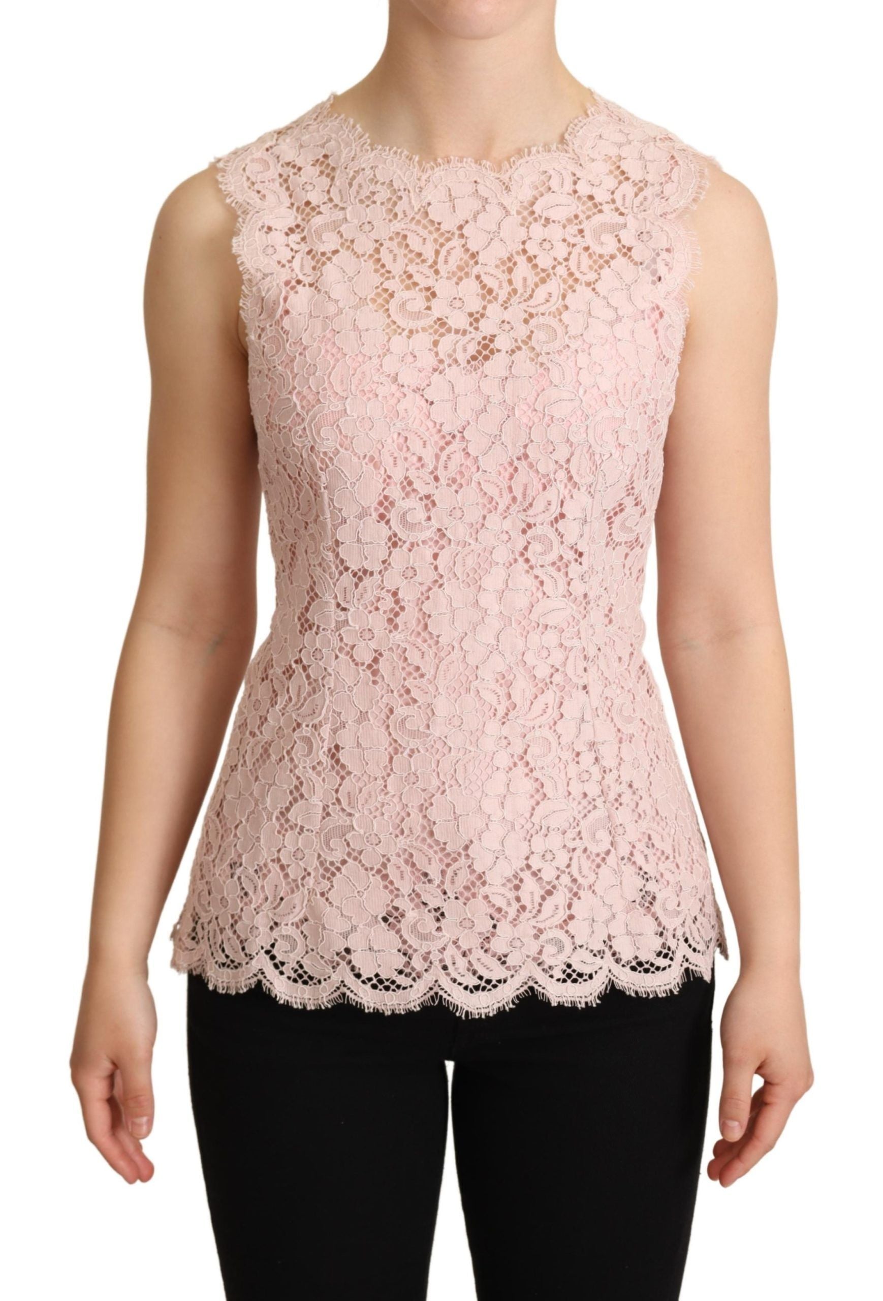 Roze bloemenkant mouwloze tanktop