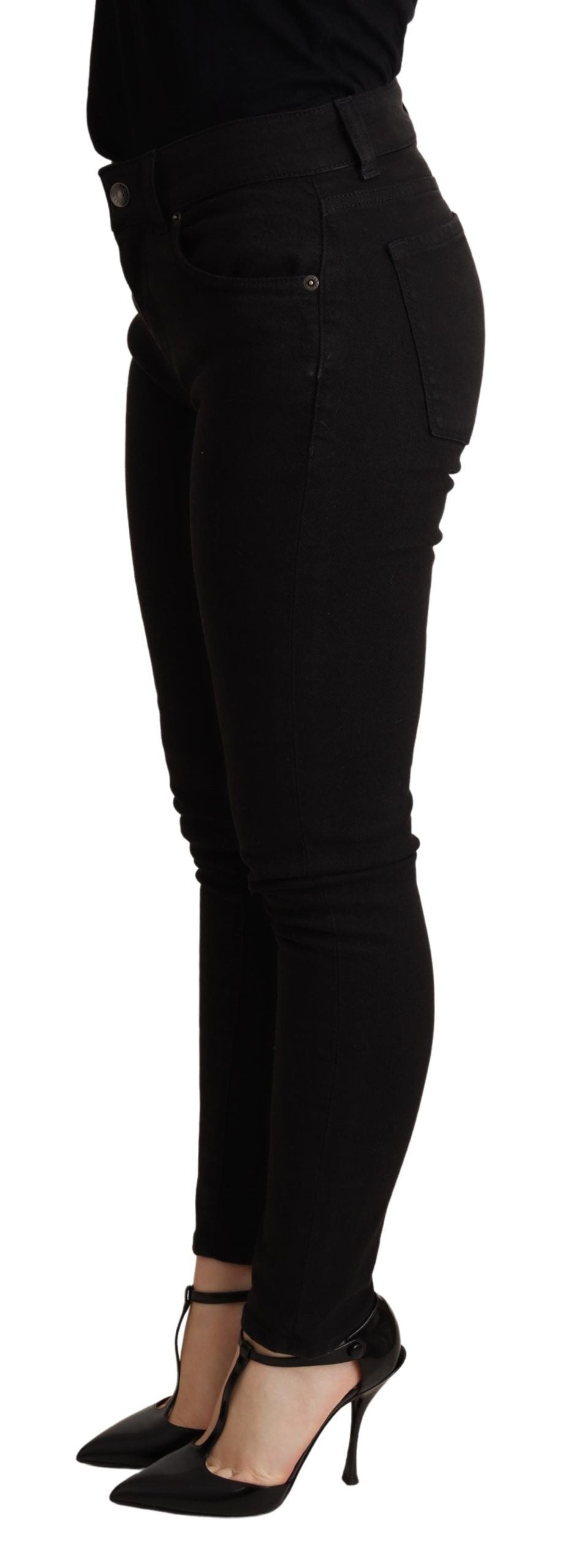 Zwarte skinny denim katoenen stretchbroek