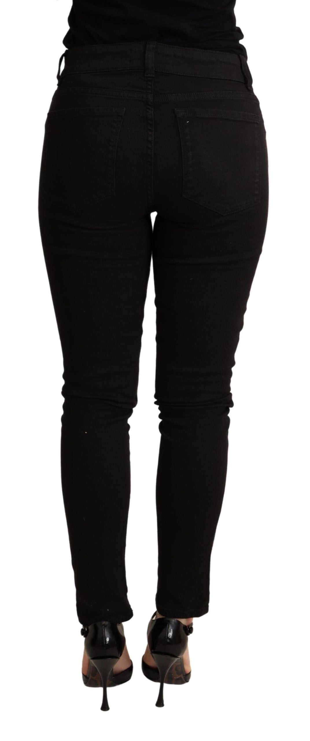 Zwarte skinny denim katoenen stretchbroek