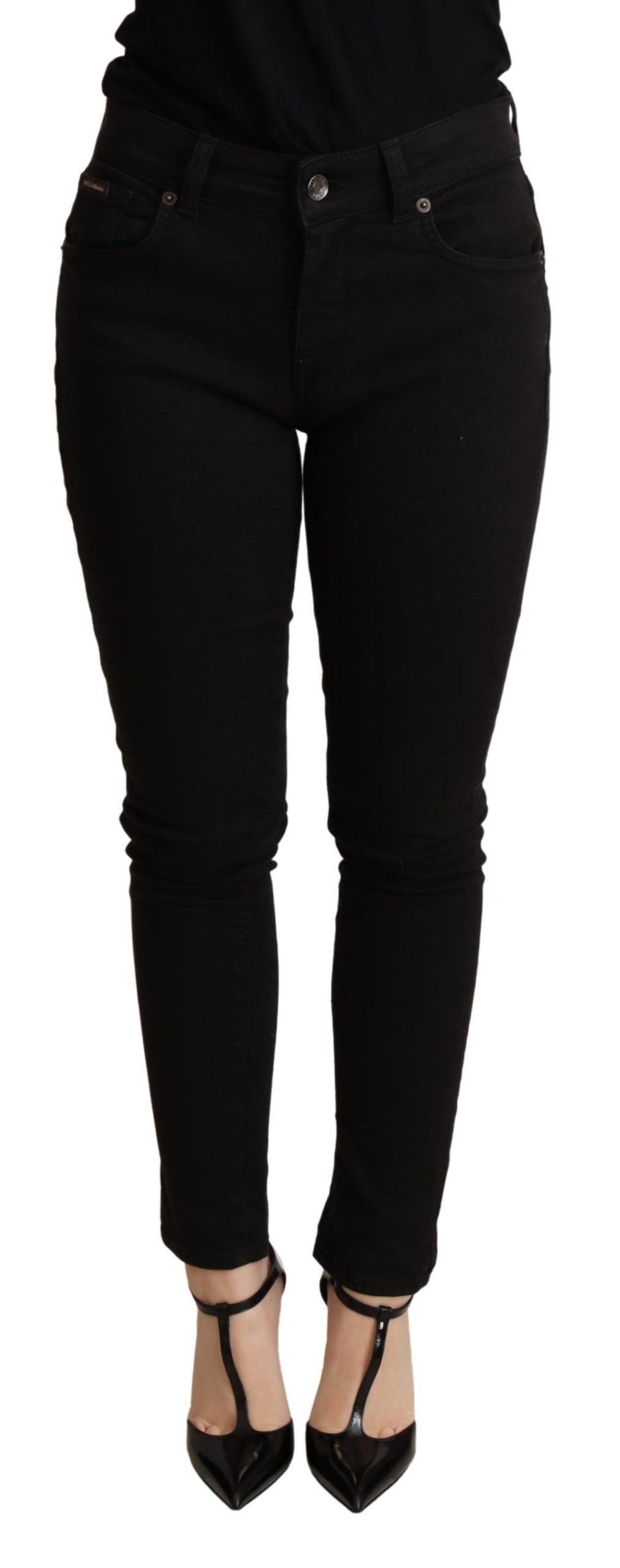 Zwarte skinny denim katoenen stretchbroek