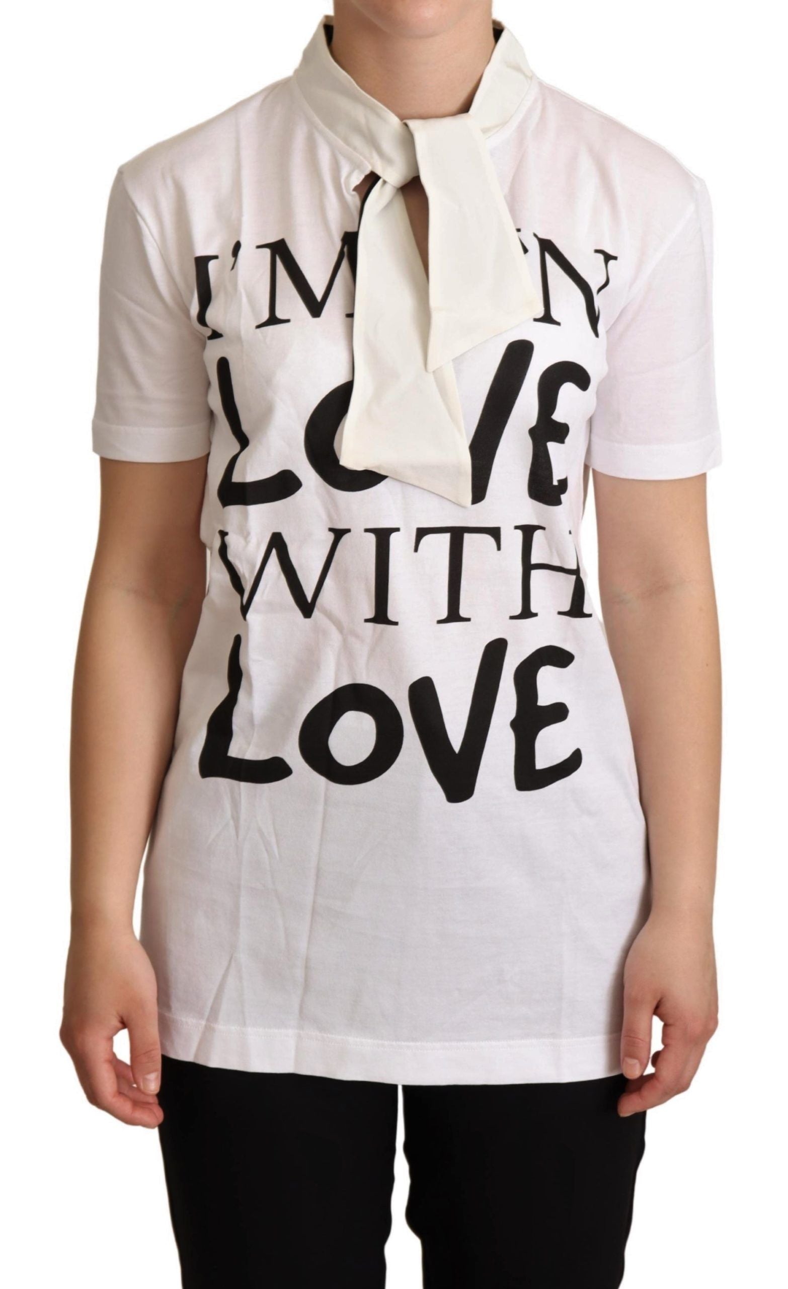 Wit katoenen zijden T-shirt met 'I'm In Love'-topje