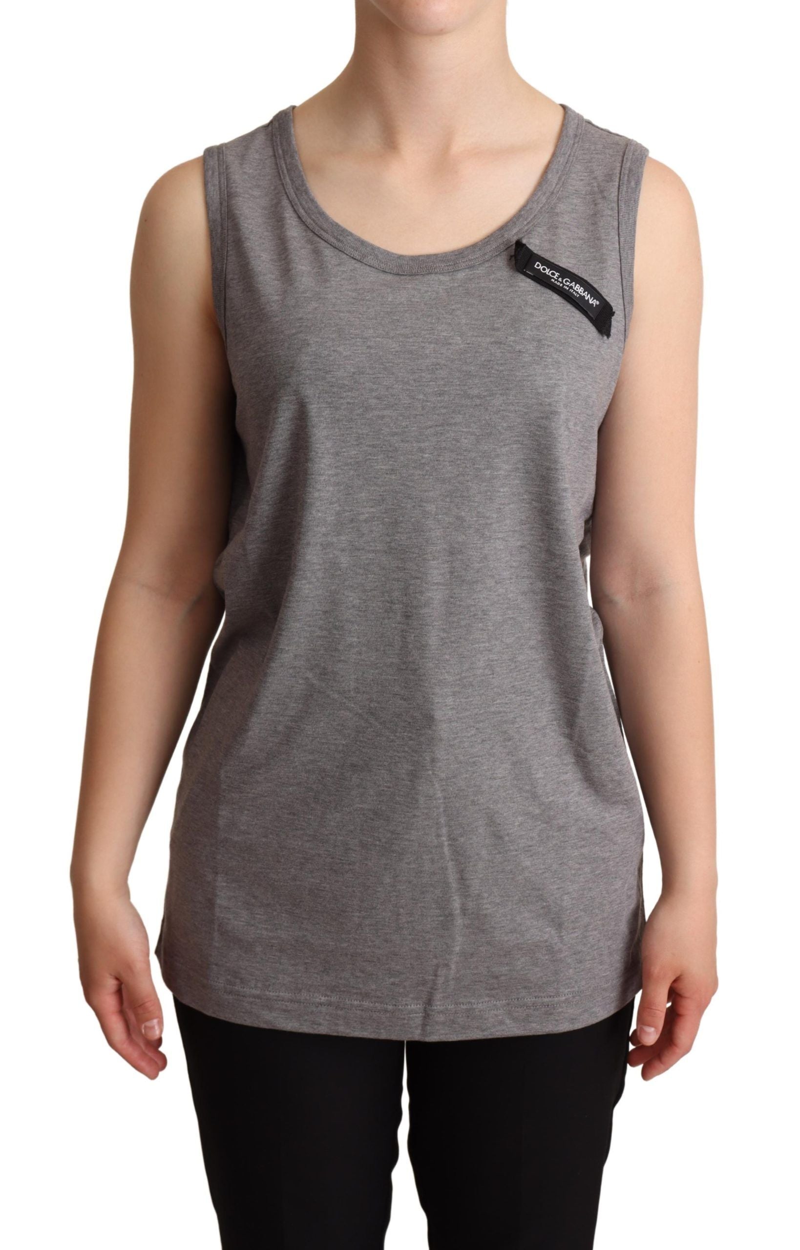 Grijs mouwloos tanktopje met ronde hals