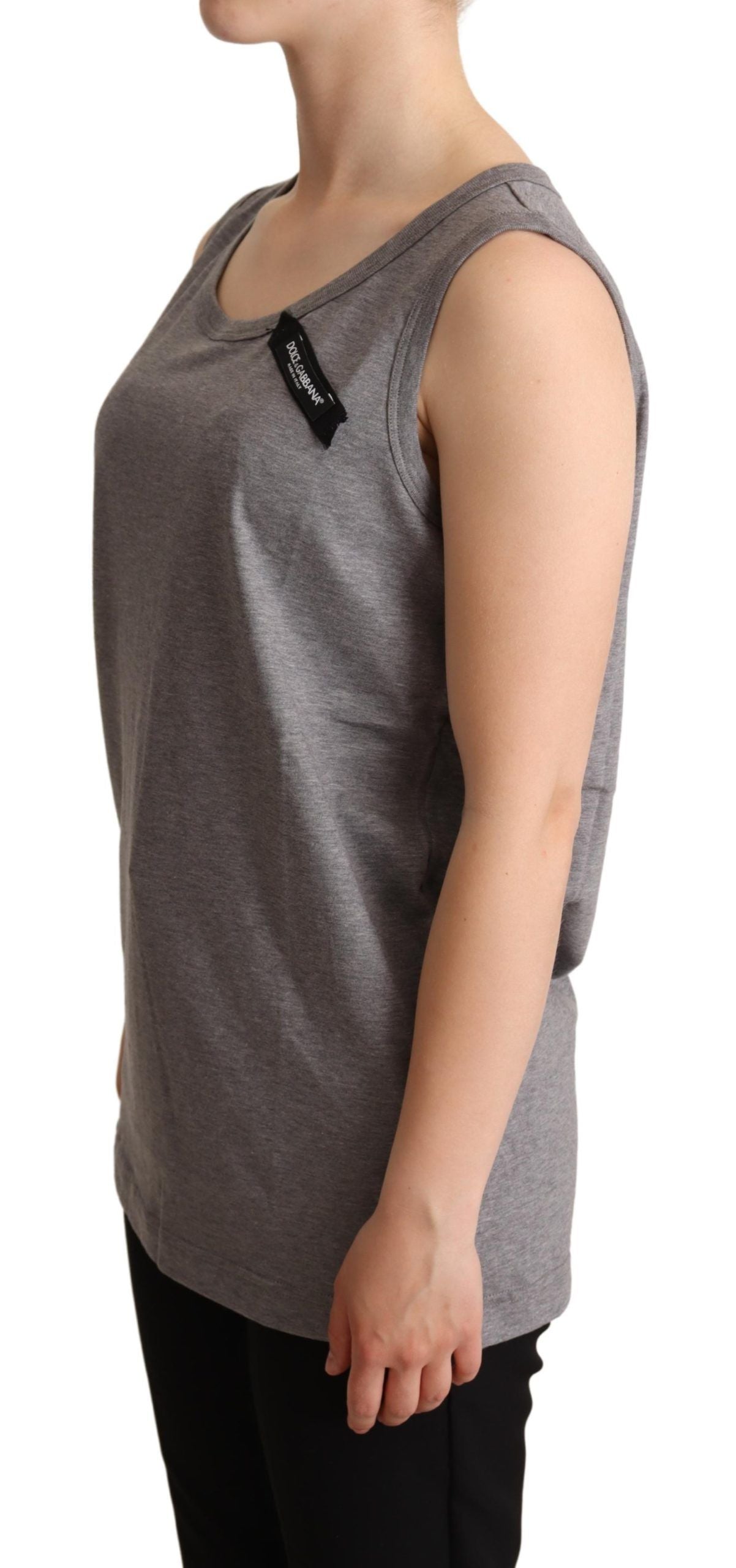 Grijs mouwloos tanktopje met ronde hals