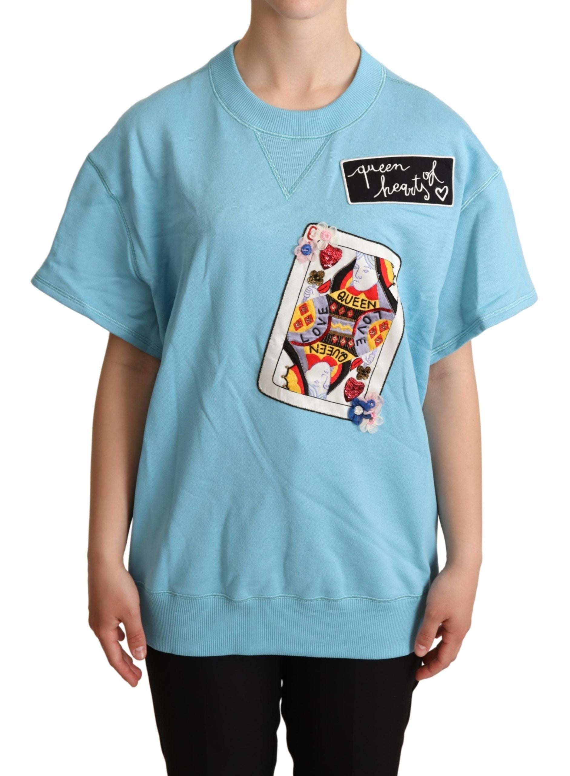 Blauwe Queen of Hearts kaart trui T-shirt