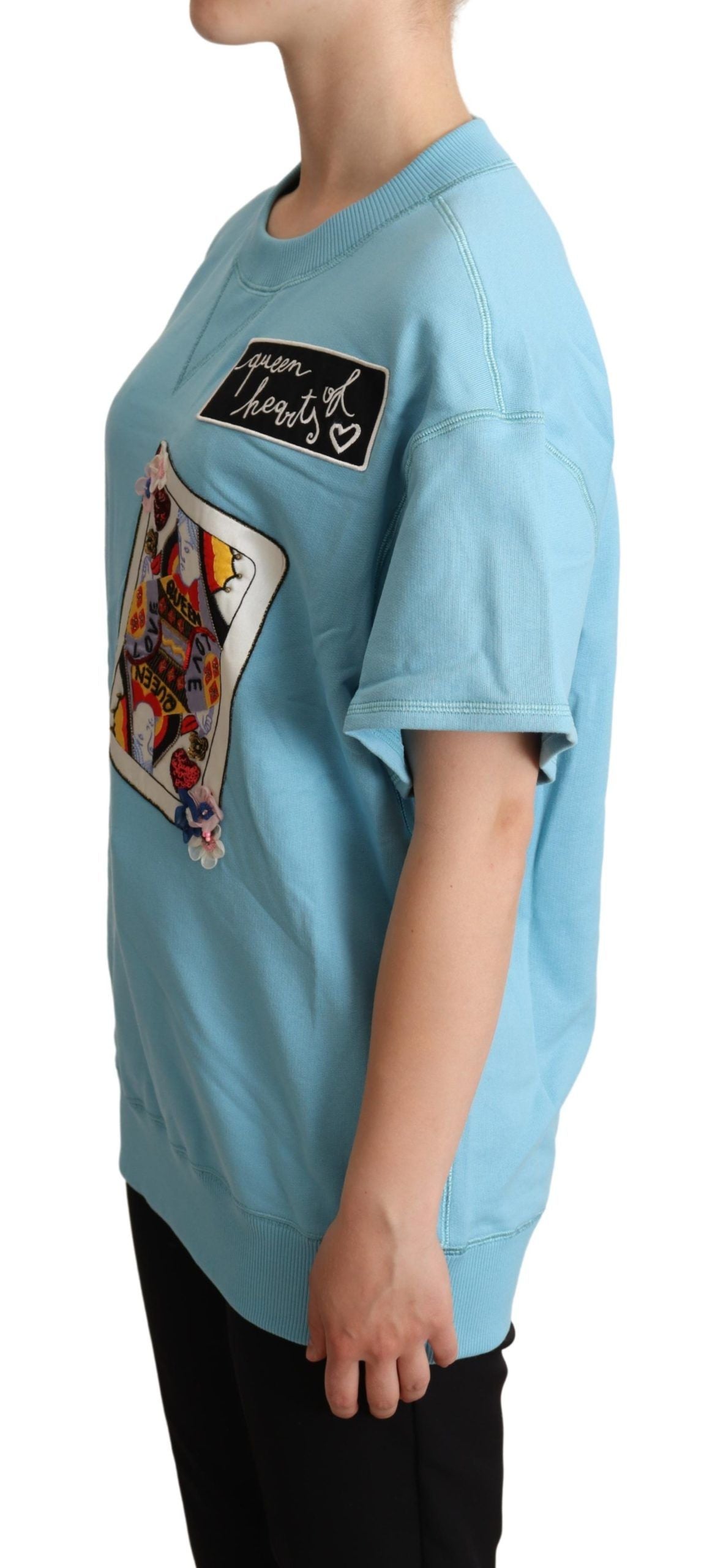 Blauwe Queen of Hearts kaart trui T-shirt