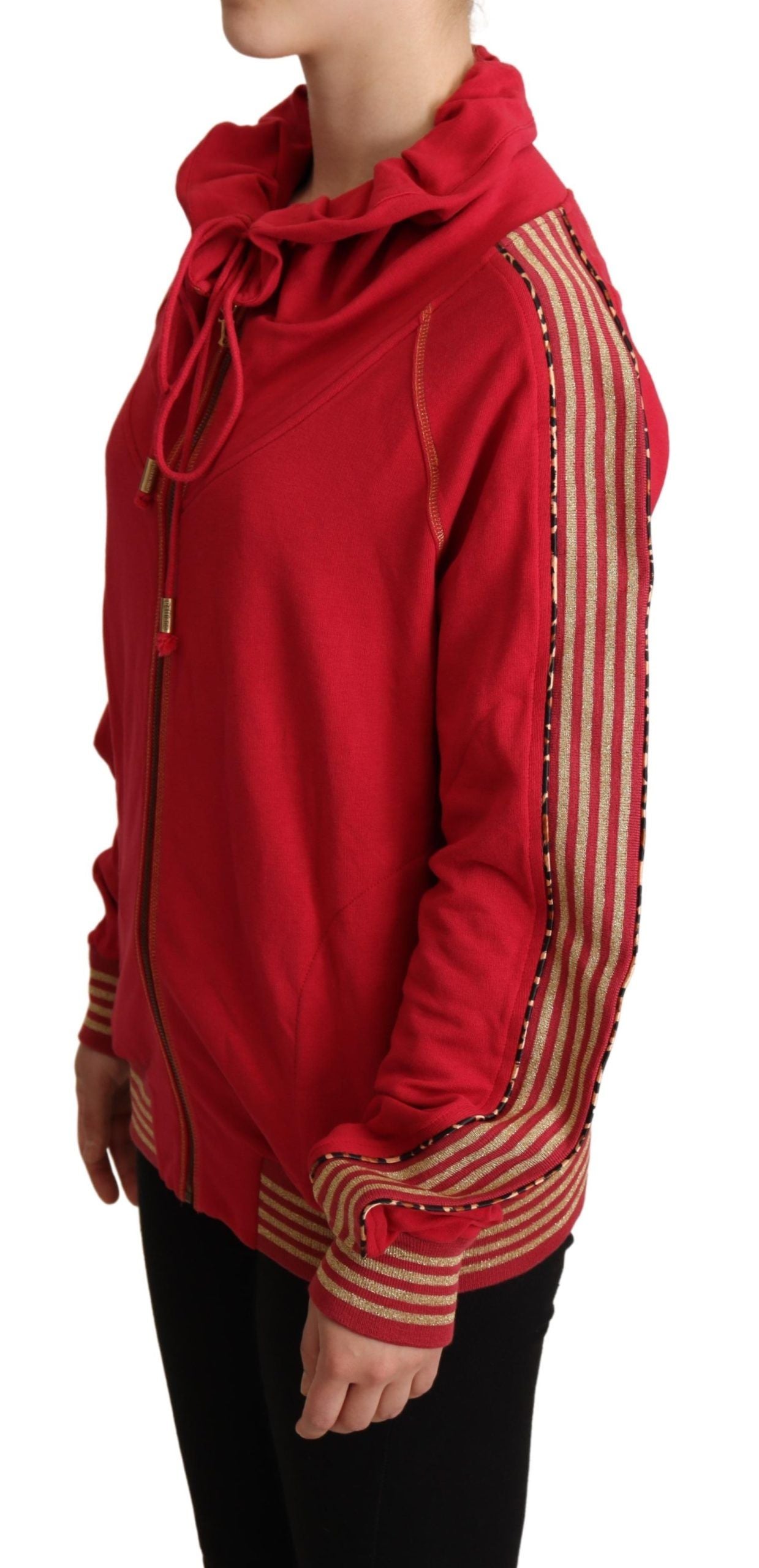 Rode sweatshirt met capuchon en volledige ritssluiting