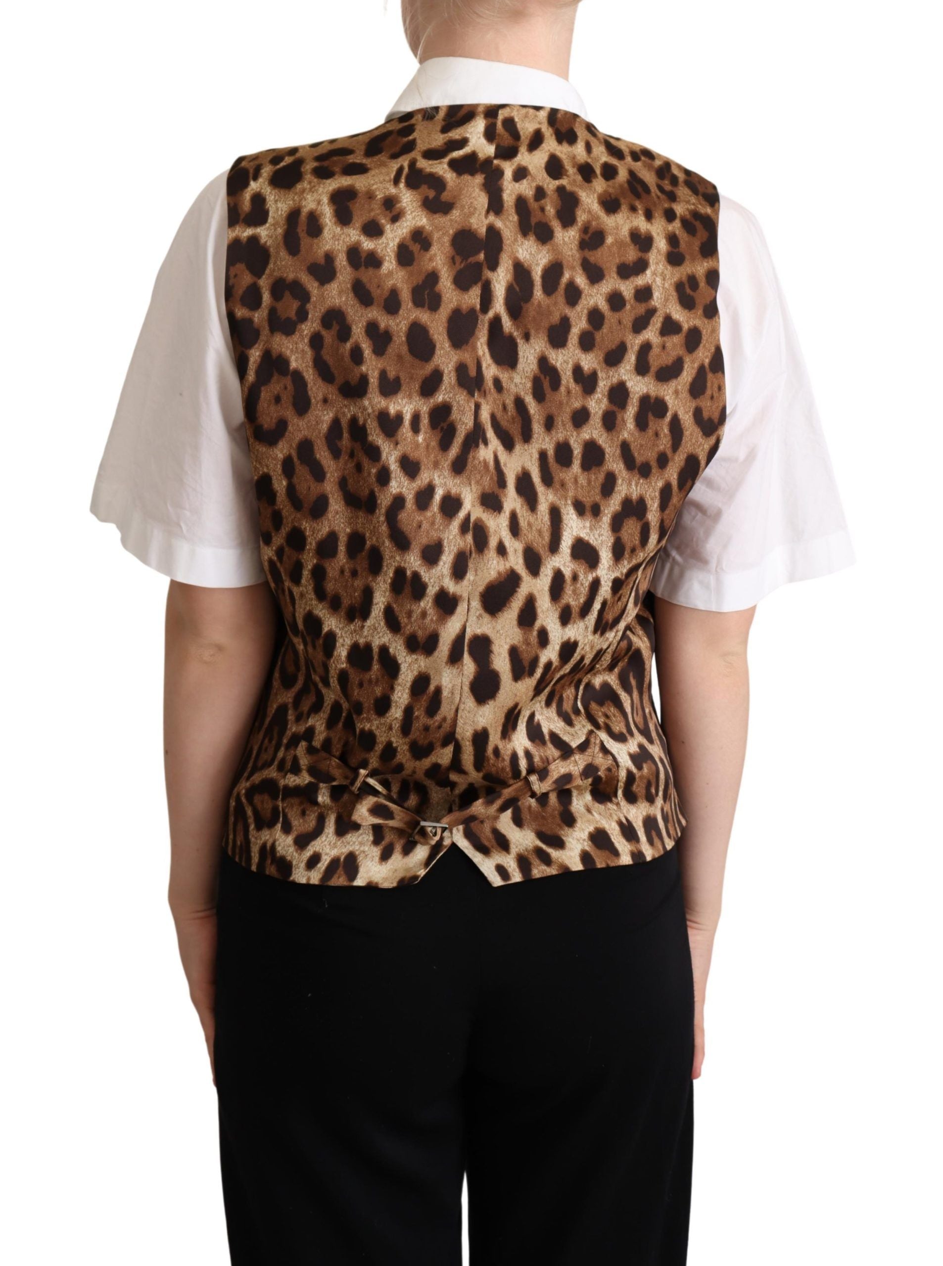 Grijs wollen luipaardprint vest